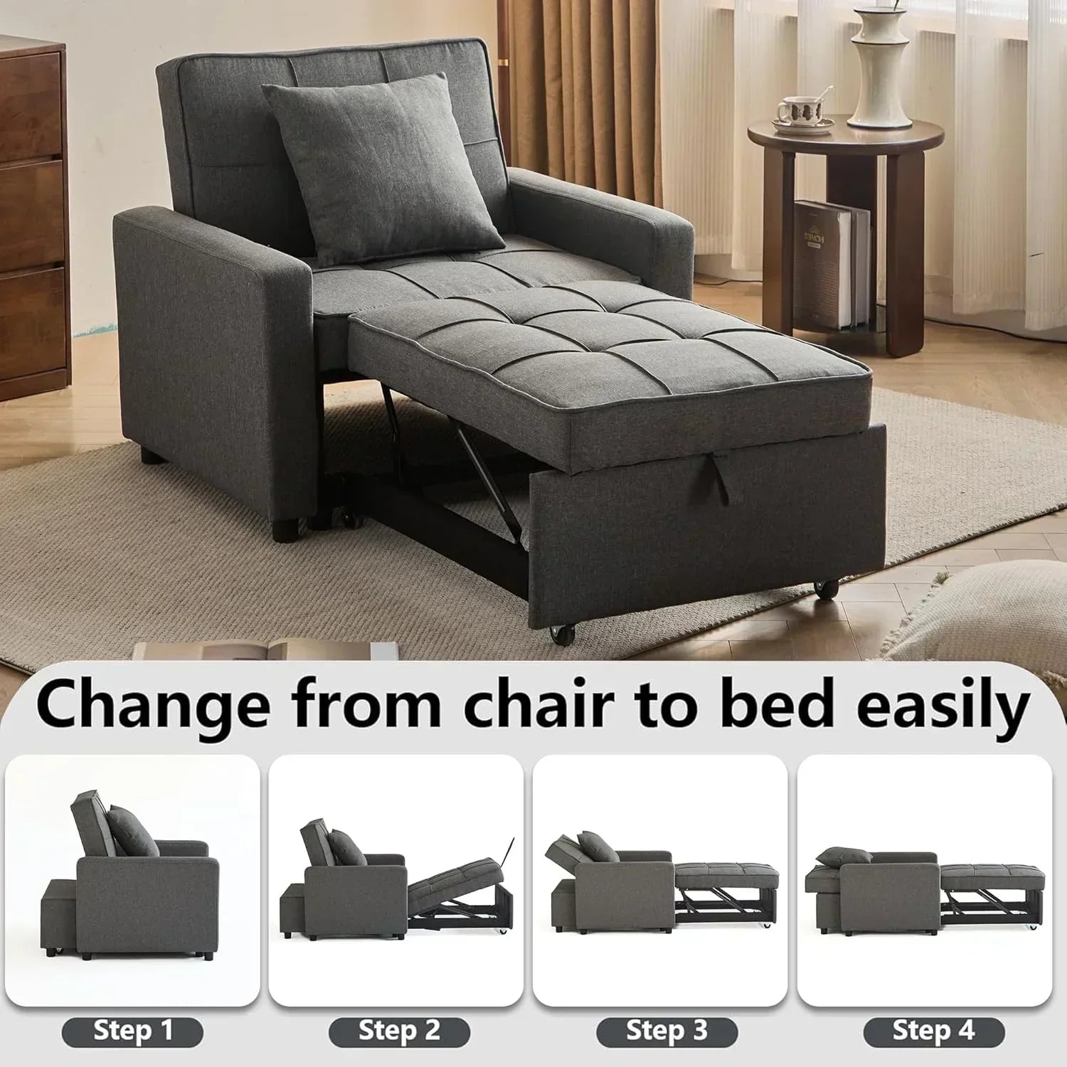 Sofa Bed Chair Convertible Sleeper Sofa with Pull-Out Bed