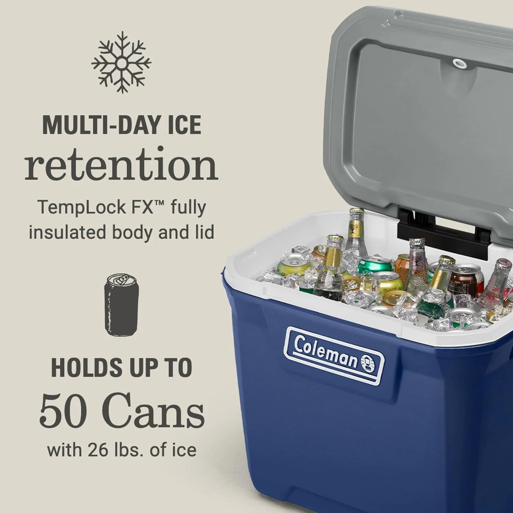 Coleman Insulated Portable Rolling Cooler with Wheels, Leak-Proof Outdoor Hard Cooler, Keeps Ice for Up to 5 Days, 100 Quart