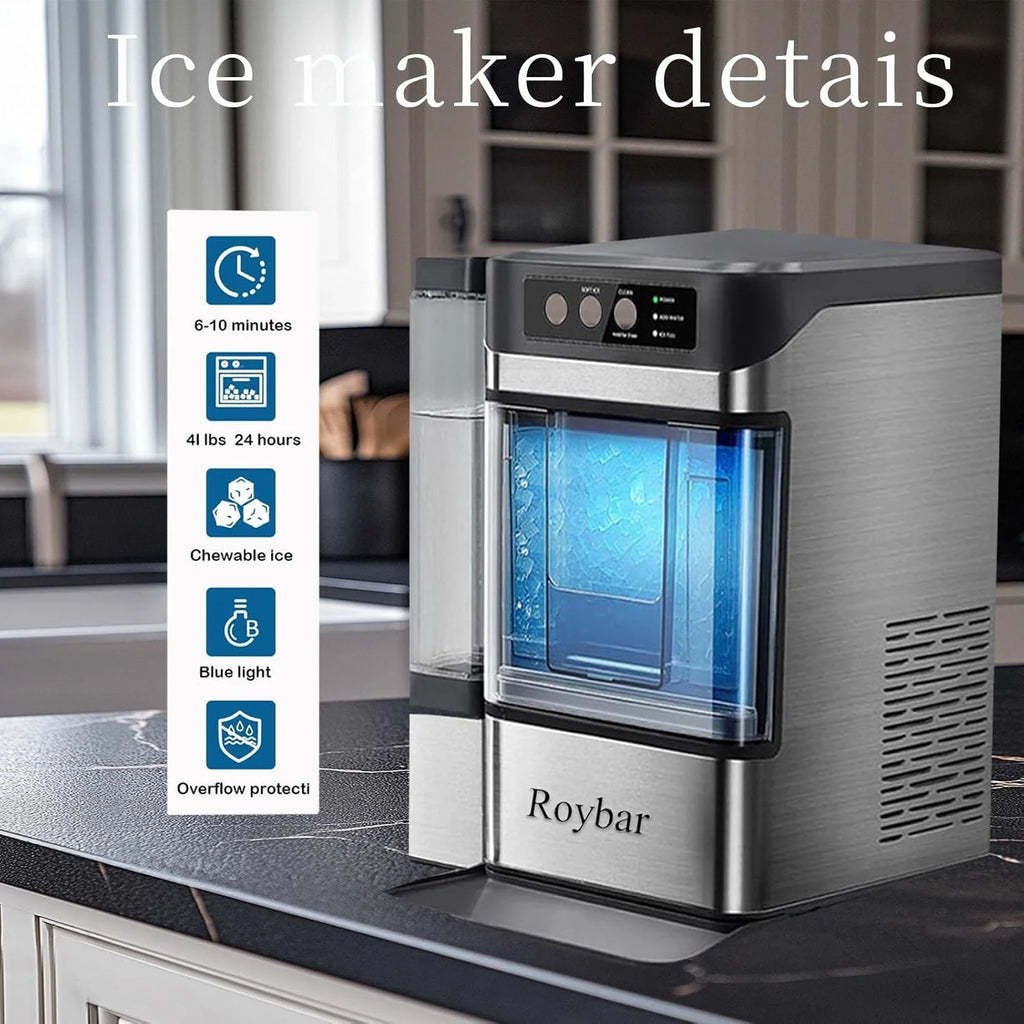 Large Capacity Ice Makers Countertop One-Click Operation Self-Cleaning Portable Ice Maker 41lbs/24H with There is A Detachable 3L Water Tank Ice Machine for Home,Bar,Office