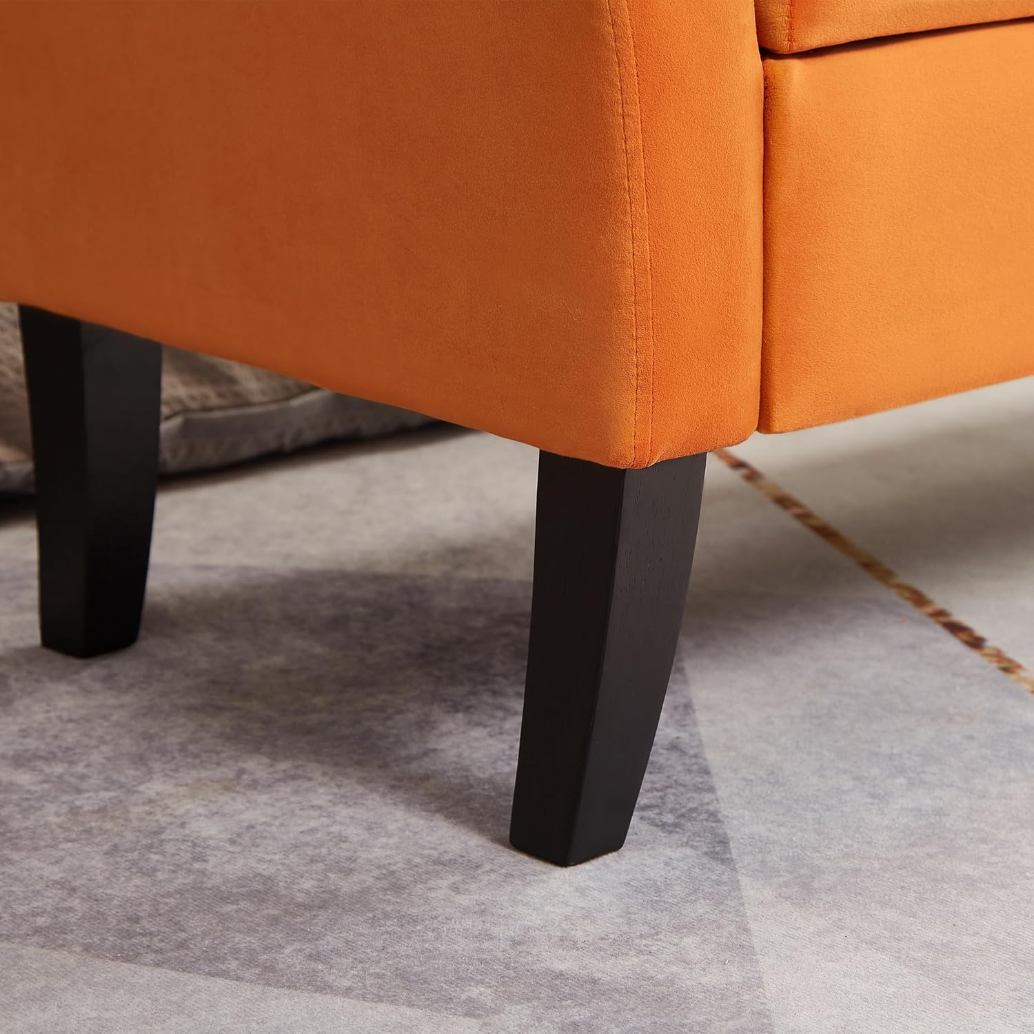 Furniliving Modern Storage Ottoman Bench, Sherpa Ottoman End of Bed Bench with Solid Wood Legs Upholstered Ottoman Benches with Storage Indoor Bench