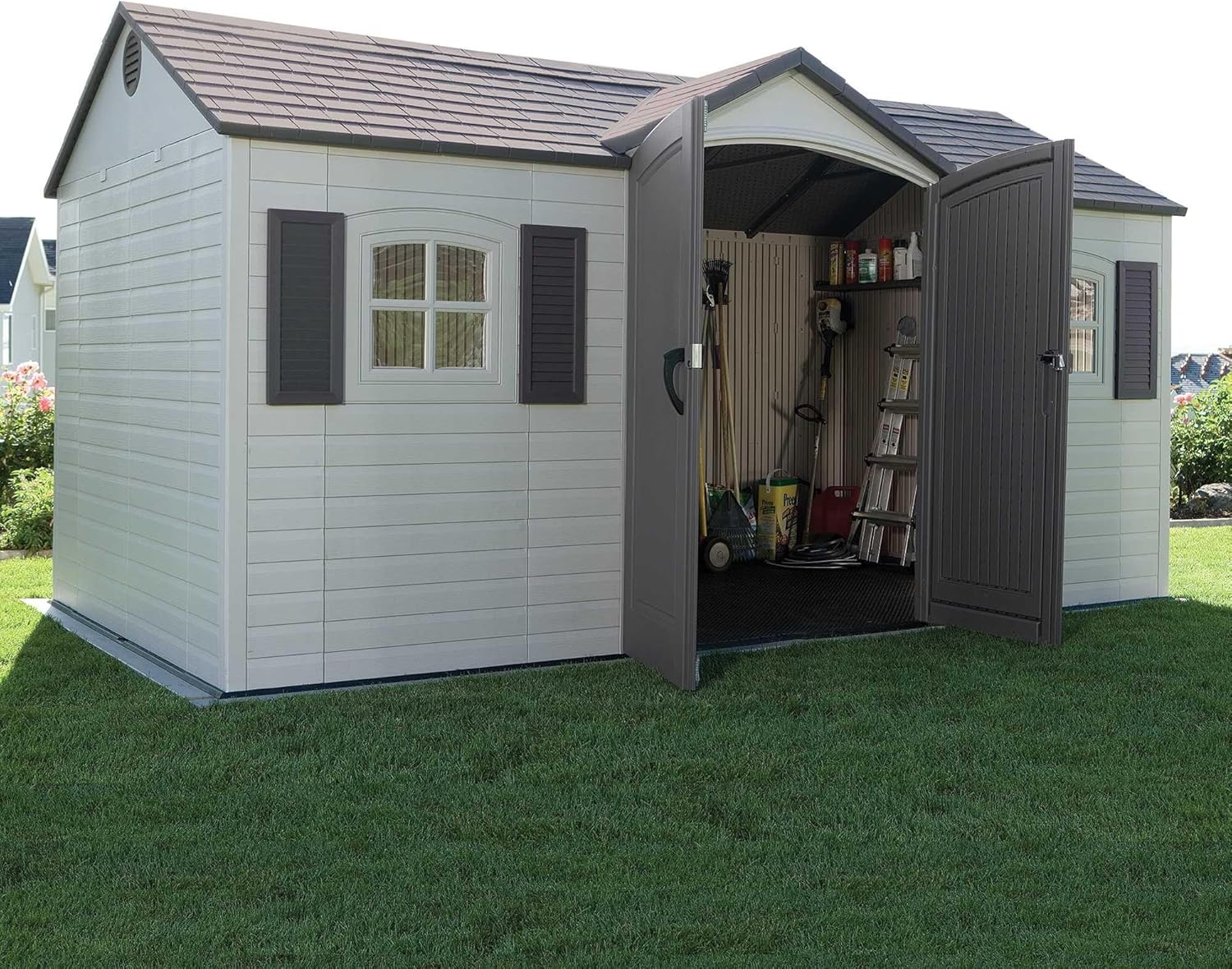 Lifetime 6446 Outdoor Storage Shed 8 x 15 Foot Desert Sand