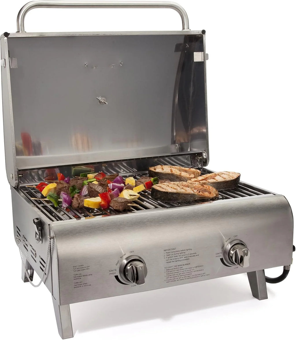 Cuisinart Chef Style Tabletop Portable Propane Grill 2 Burner Outdoor Gas Grill