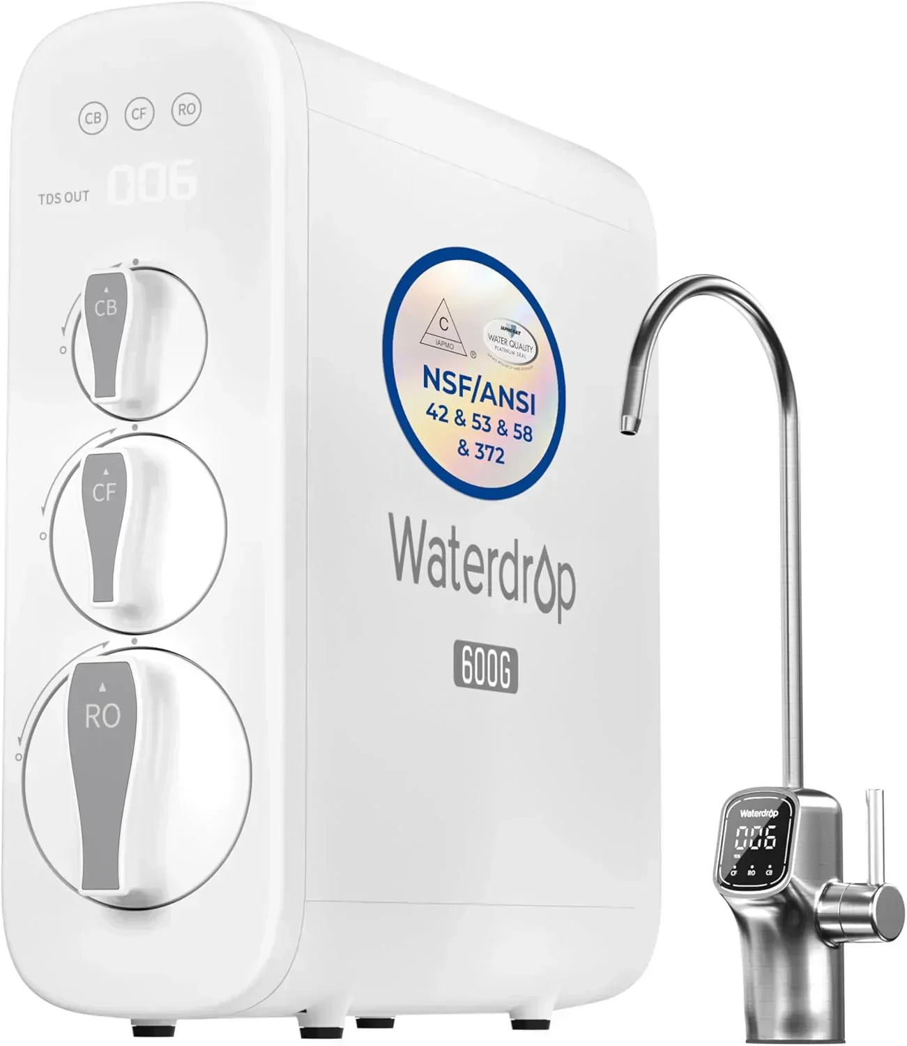 Waterdrop G3P600 reverse osmosis system Water filter Intelligent LED faucet