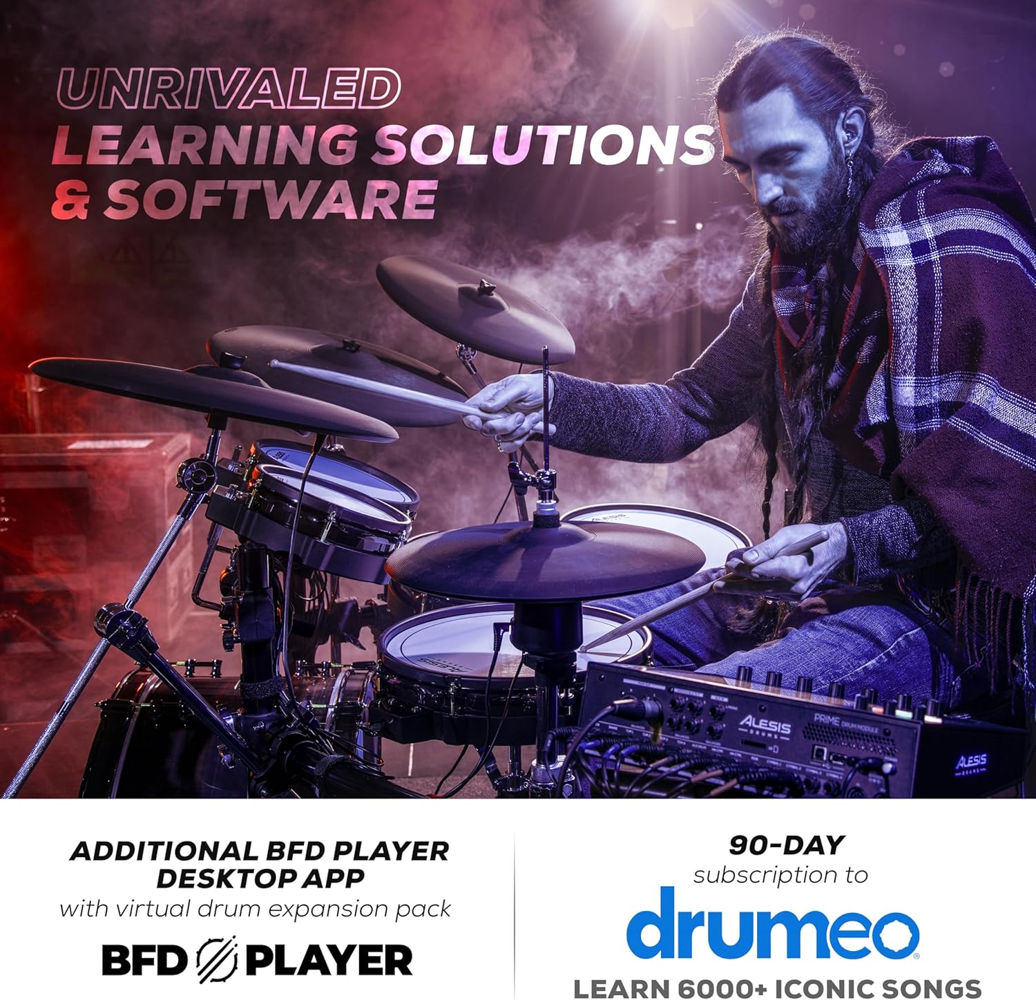 Alison Strata Prime Electronic Drum Set with Touch Screen Dual Area Grid Head