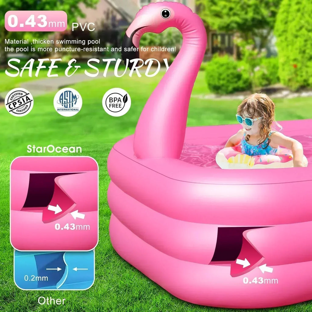 Inflatable Pool with Lights Solar Flamingo Swimming Pool for Kids Adults Inflatable Blow up Pool