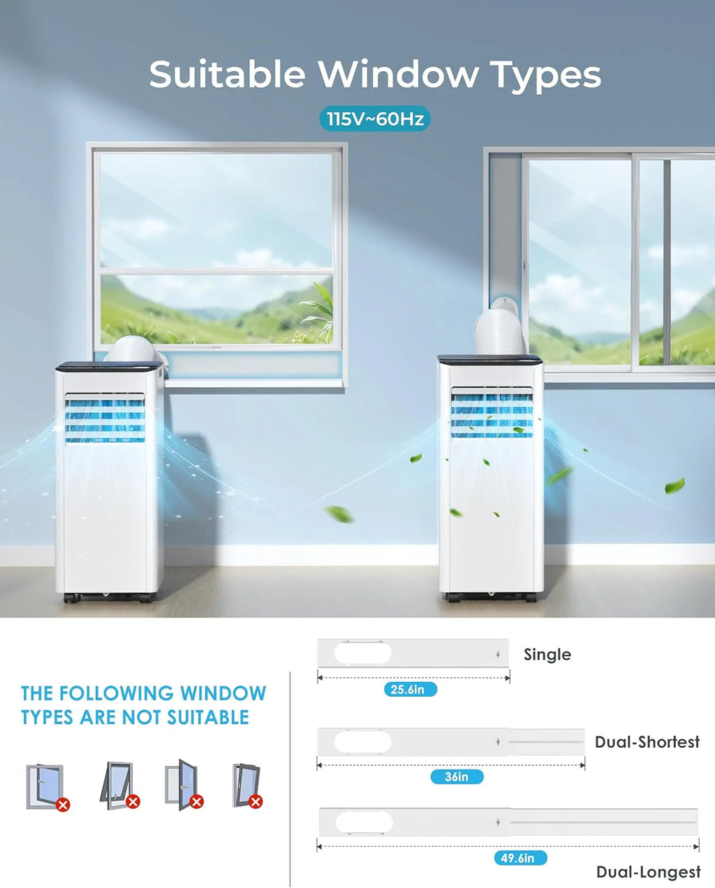 EUHOMY 8,000 BTU Portable Air Conditioners, 4-in-1 Portable AC Unit Up to 350 Sq.Ft, 4 Modes Quiet Air Conditioner with Remote Control, Cool, Fan, Dehumidifier, 24H Timer, Bedroom, Office, Apartments