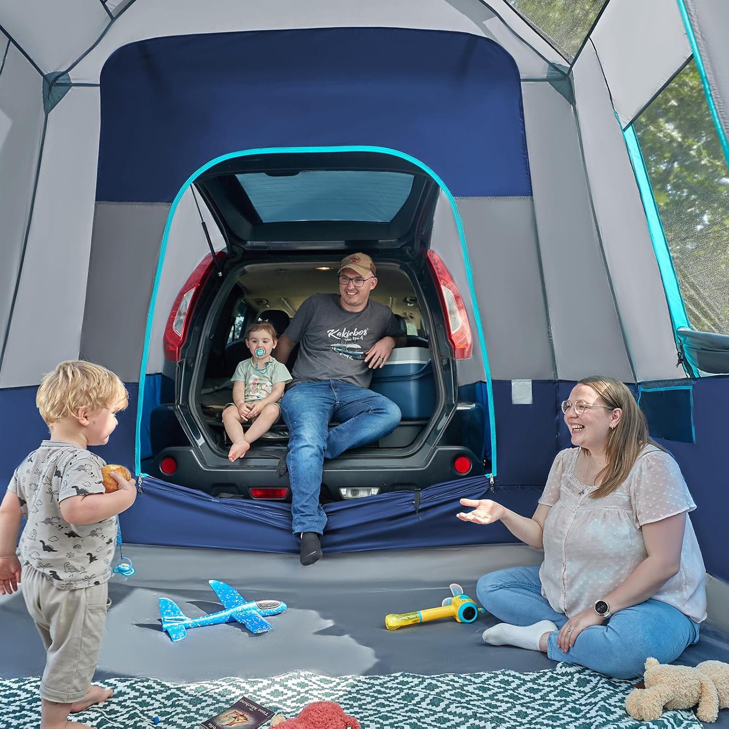 TIMBER RIDGE 5-9 Person SUV Tent with Screen Porch and Awning for Family Camping, Weather Resistant and Portable Van or Car Tent, Includes Rainfly and Storage Bag, 13' W X 10' L X 7.1' H