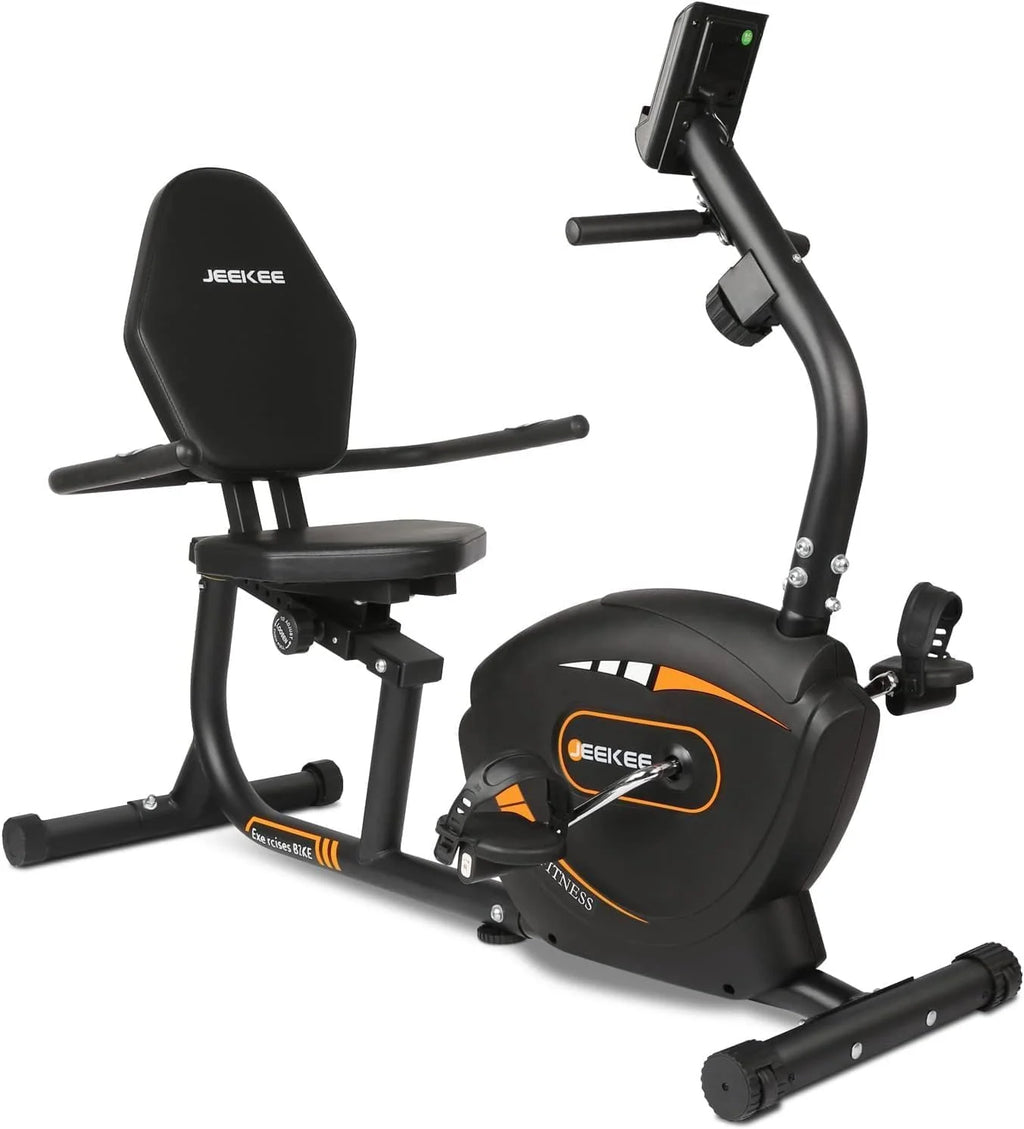 JEEKEE Recumbent Exercise Bike for Adults Seniors - Indoor Magnetic Cycling Fitness Equipment for Home Workout Black
