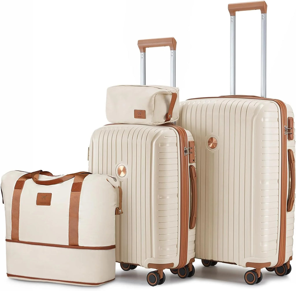 5-piece PP hardshell lightweight travel carry-on luggage set with dual spinner wheels and TSA lock