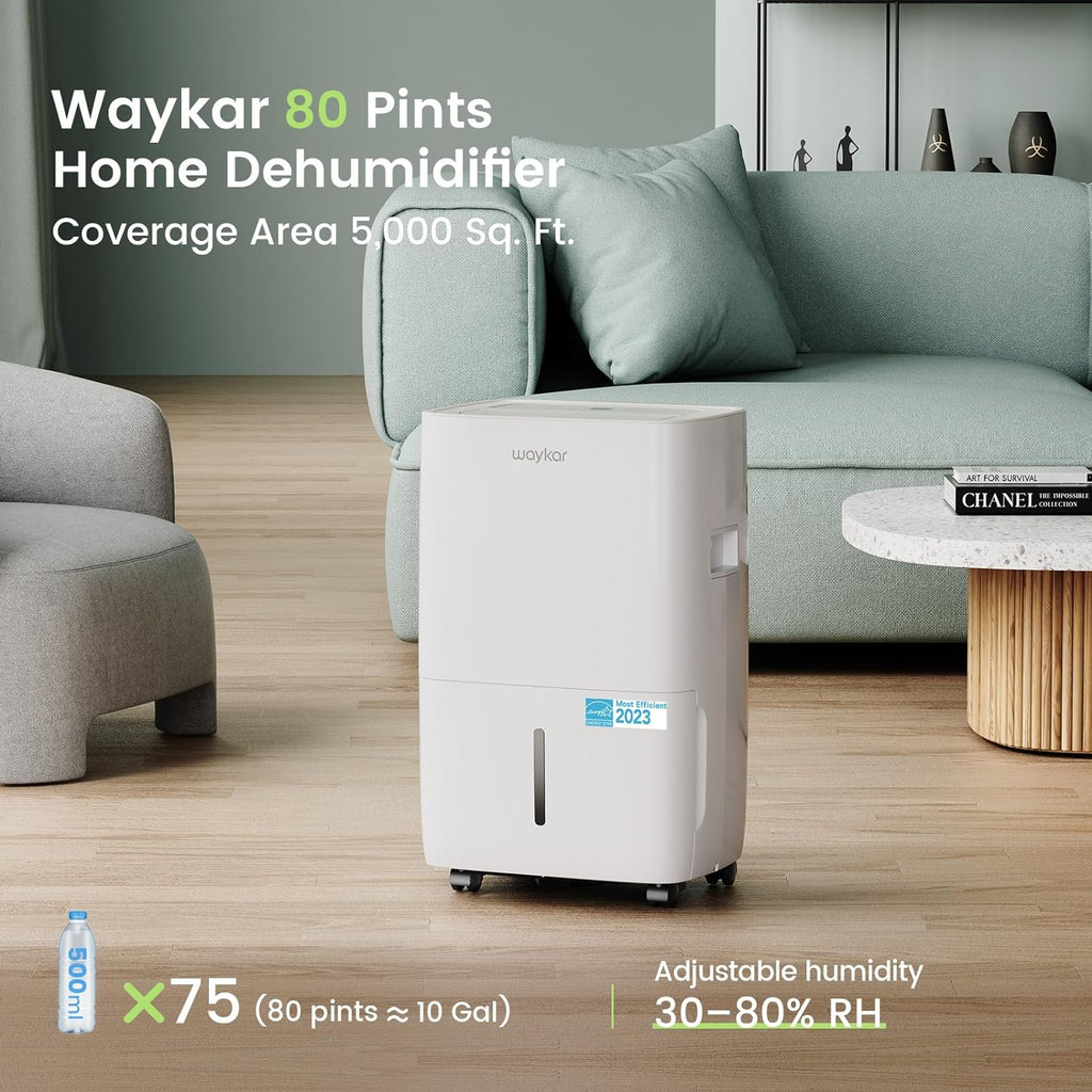 Waykar 2000 Sq Ft Dehumidifier for Home and Basements with Auto or Manual Drainage
