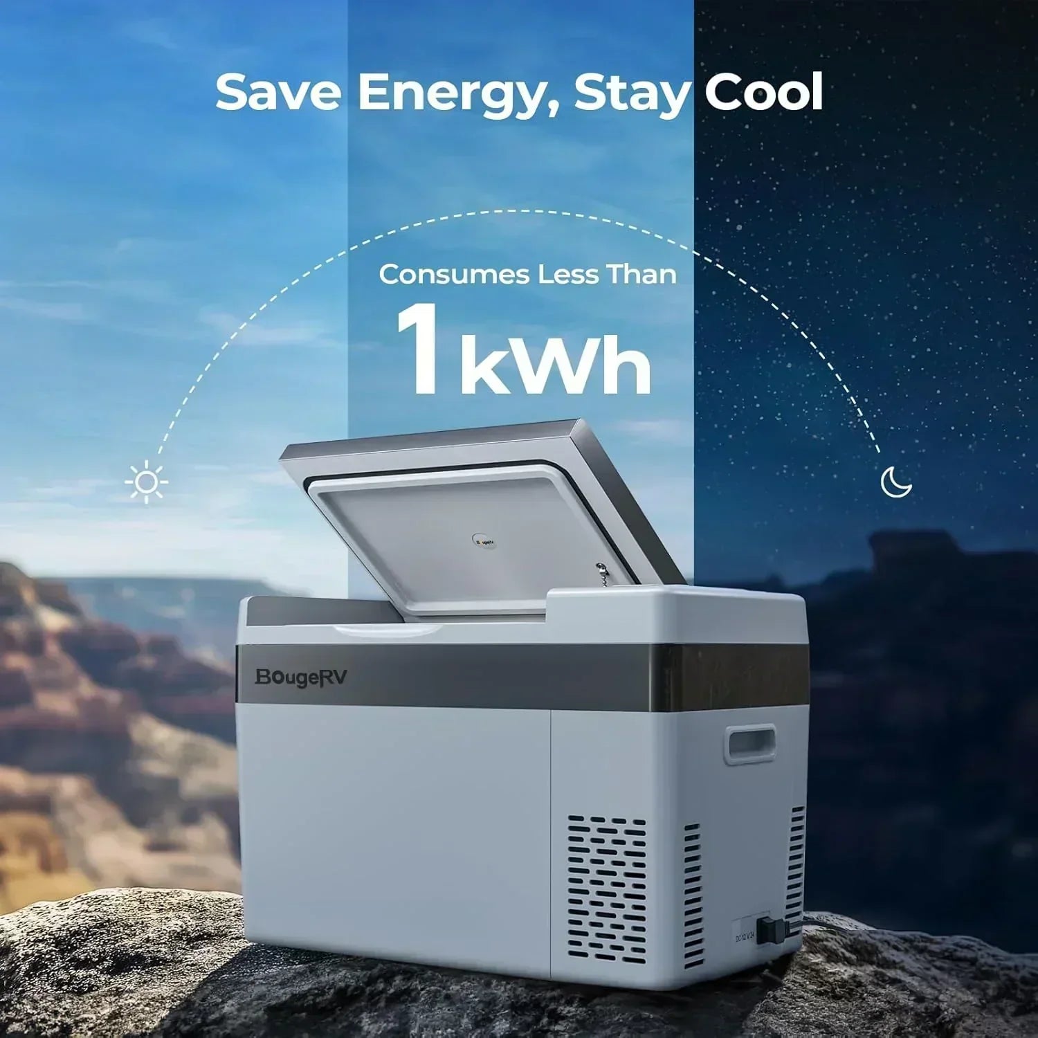 BougeRV 12 Volt Refrigerator 12V Car Fridge 23 Quart Portable Freezer Compressor Cooler