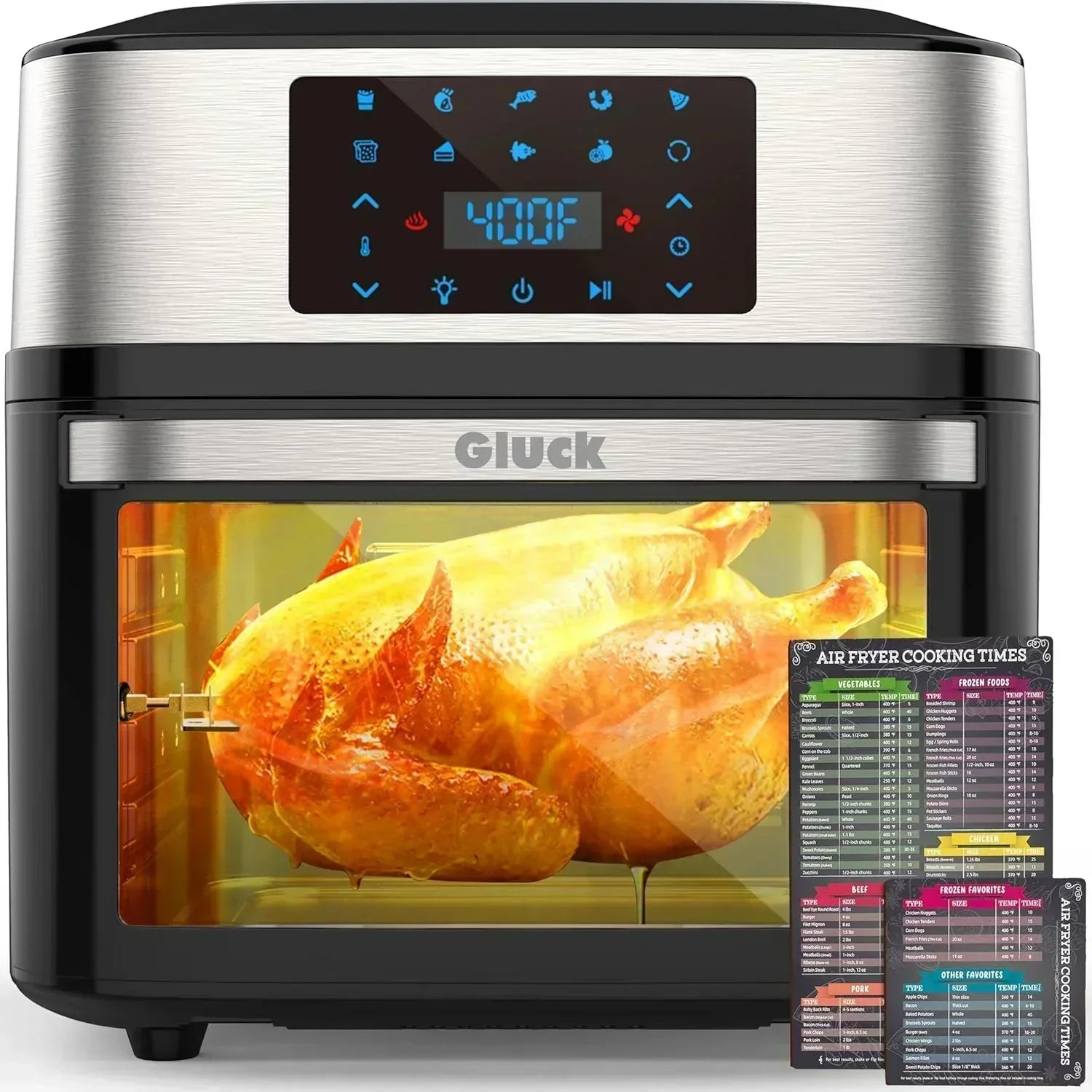 Large 20-quart air fryer 10-in-1 combo with window rotisserie 3 dehydrator racks ETL certified
