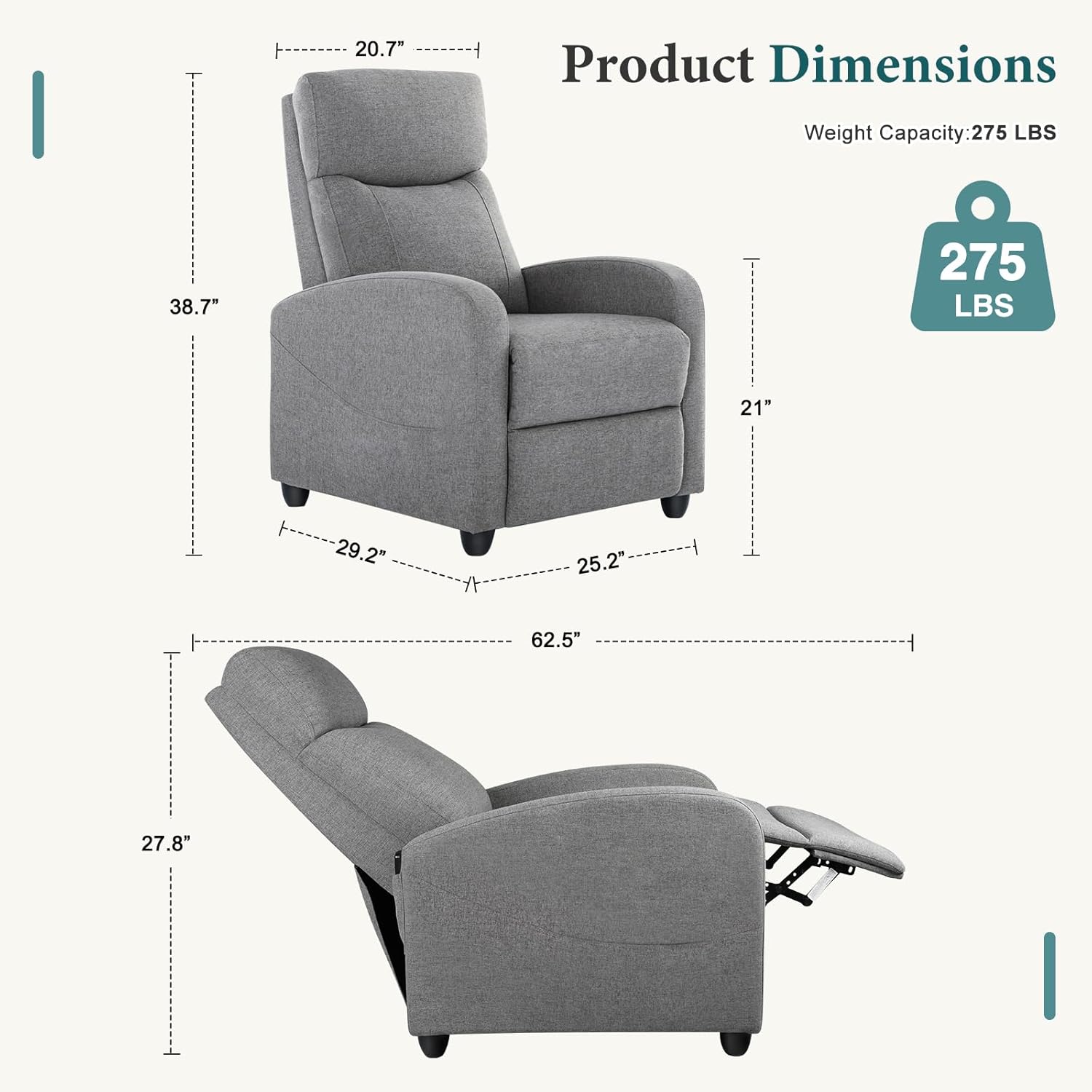 Swivel high-back rocking chair with footrest padded glider baby chair with comfortable deep seat