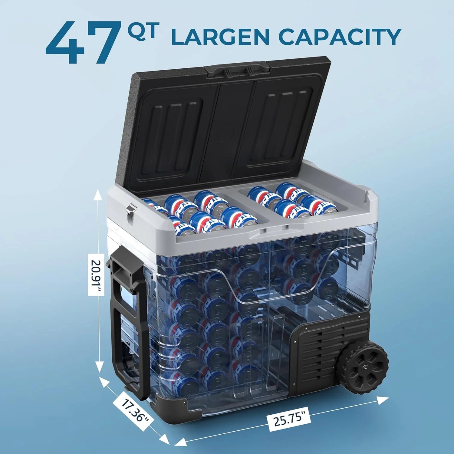 EUHOMY 12 Volt Refrigerator 53QT(50L) Electric Cooler Portable Freezer 12V/24V DC