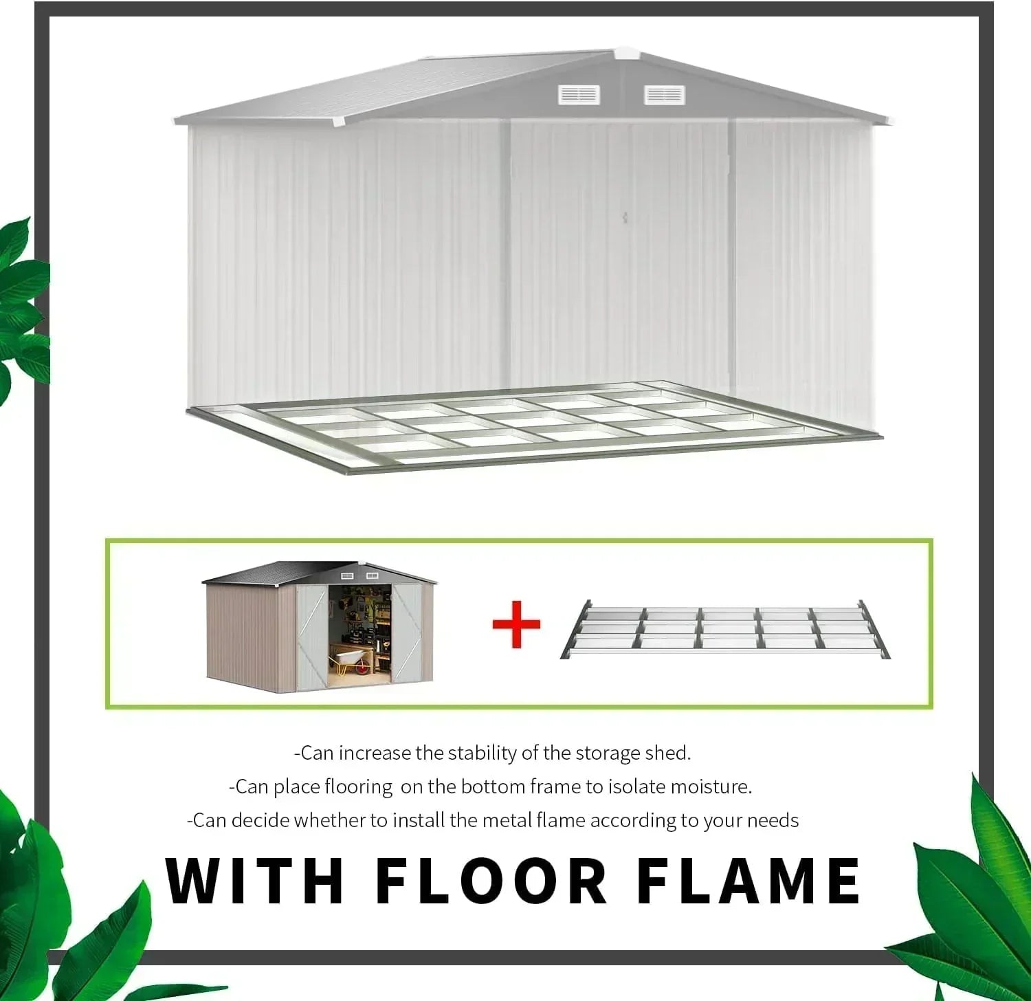Aoxun 6.2x4 FT Shed Outdoor Storage Shed Metal Garden Shed Sloping Roof Tool Shed Bike Shed