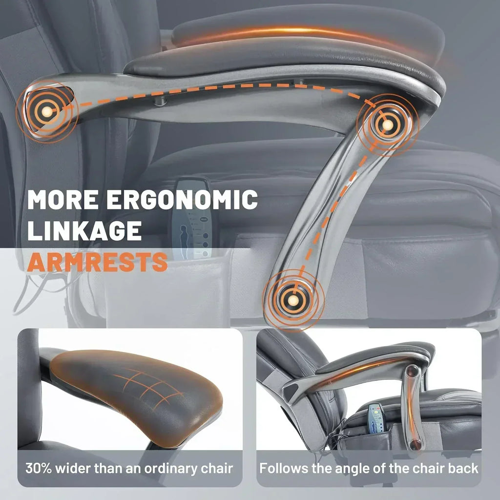 Massage Office Chair with Heating and Footrest Ergonomic Executive Reclining Office Chair