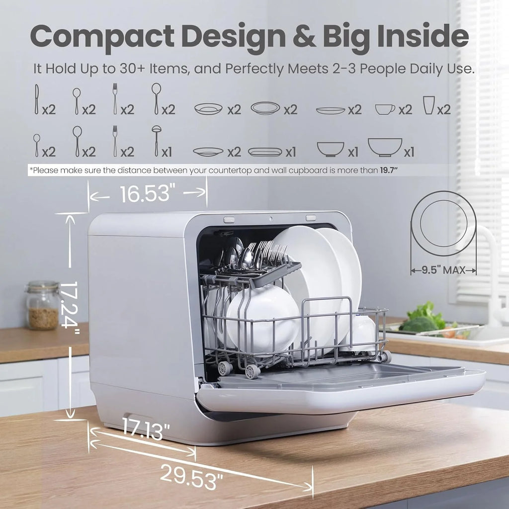 COMFEE' Portable Mini Dishwasher Countertop with 5L Built-in Water Tank for Apartments& RVs