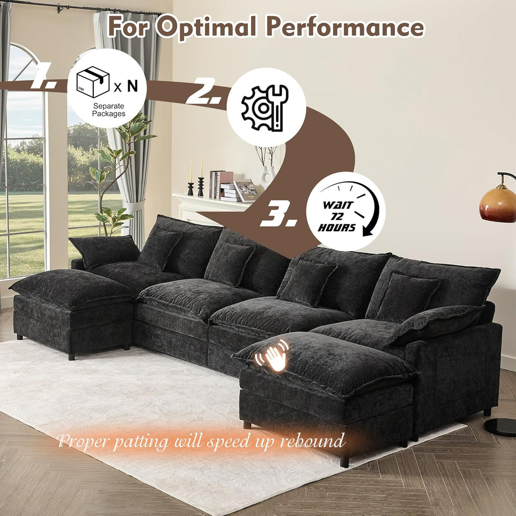 108 Inch U Shape Sofa Sectional Sofa Comfortable Cloud Sofa Living Room Deep Seat Sofa