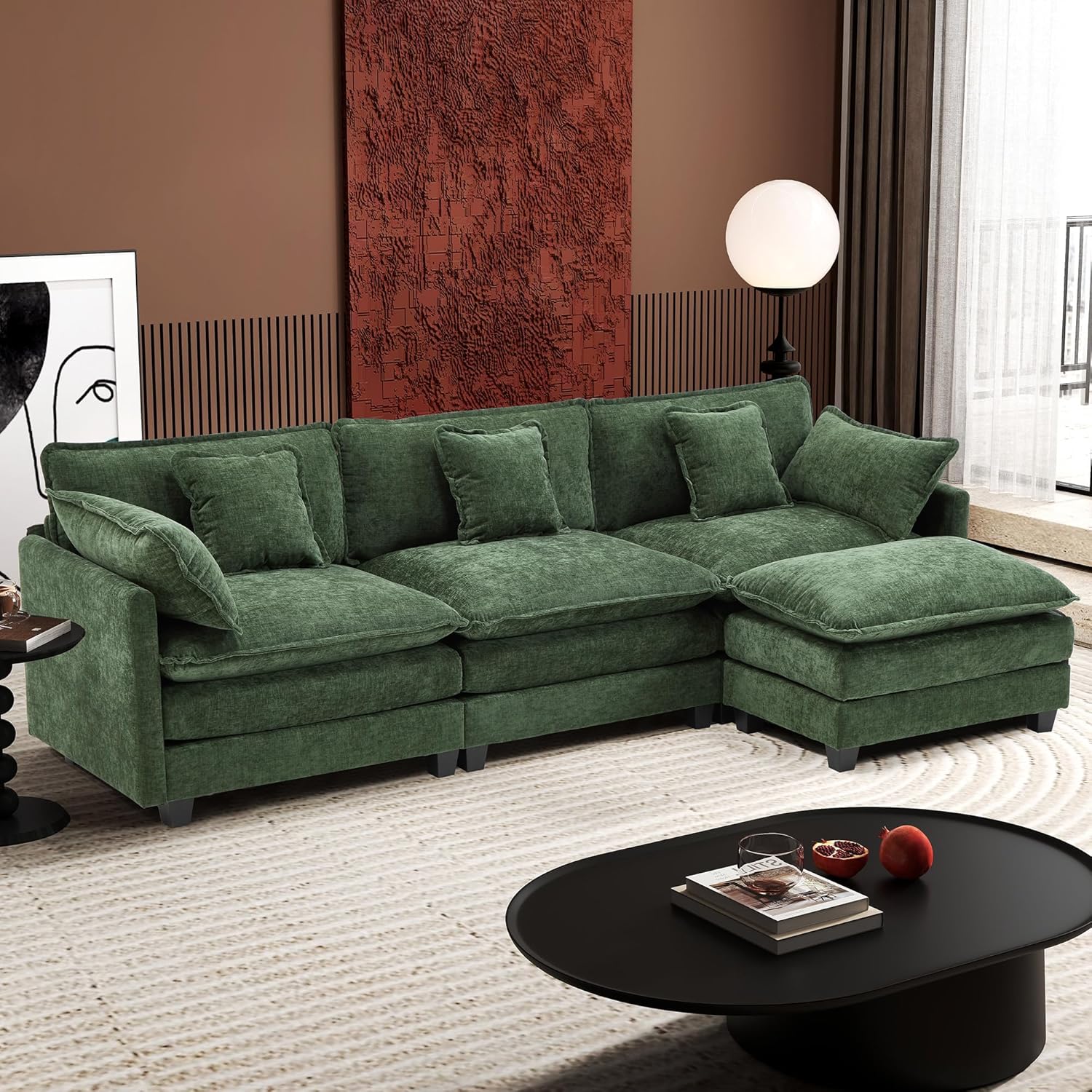 ihanherry 146-inch U-shaped modern sofa modular area cloud sofa