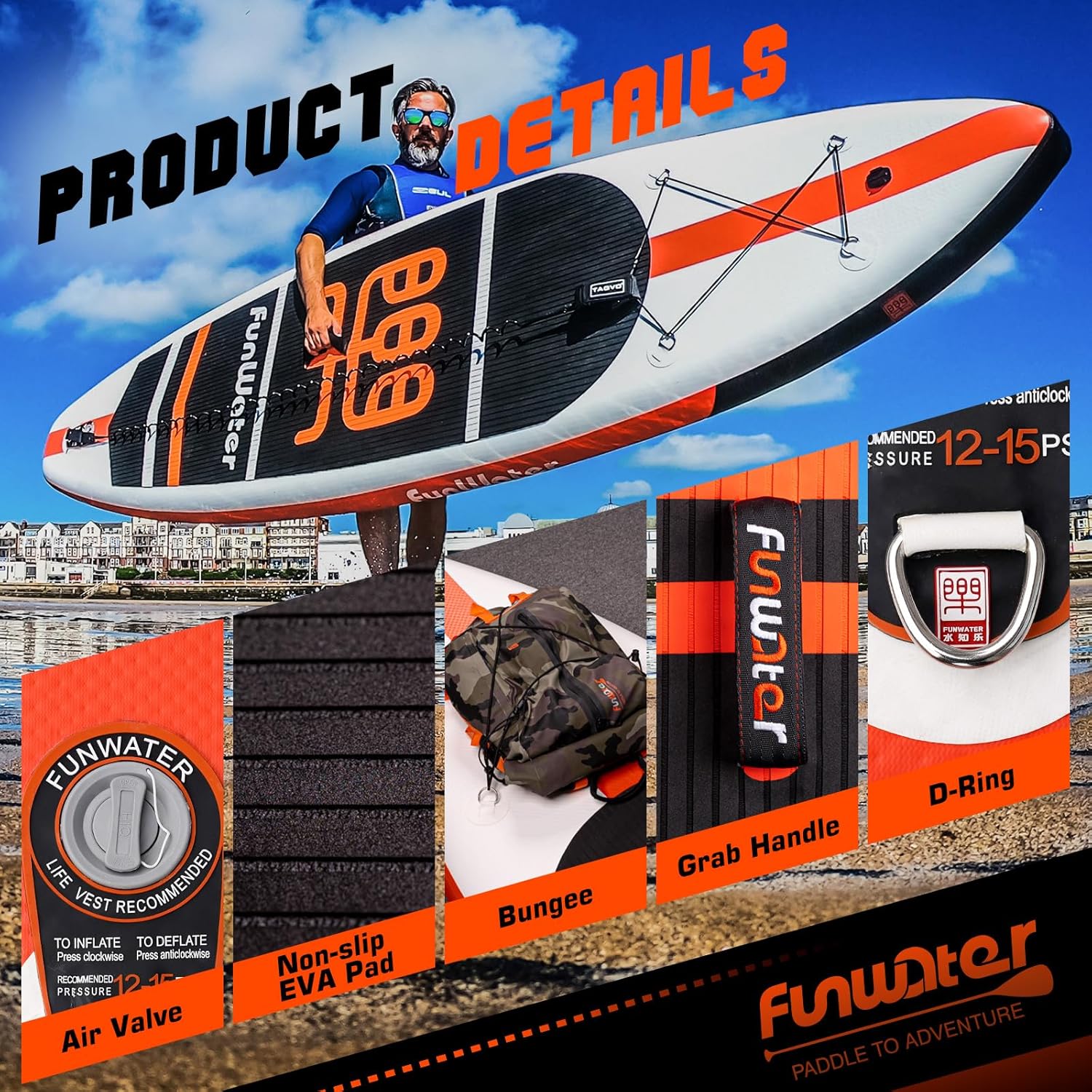 FunWater Stand Up Paddle Board Ultralight Inflatable Paddle Board with SUP Accessories