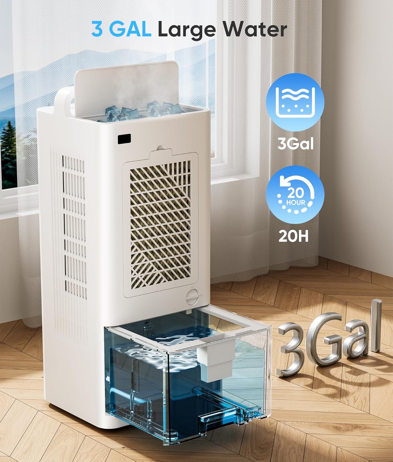 Portable Air Conditioners, 3-IN-1 Swamp Cooler, Evaporative Air Cooler,Remote & Touch Control, 90°+90° Oscillation,LED Screen, Air Coolong Fan for Outdoor Indoor
