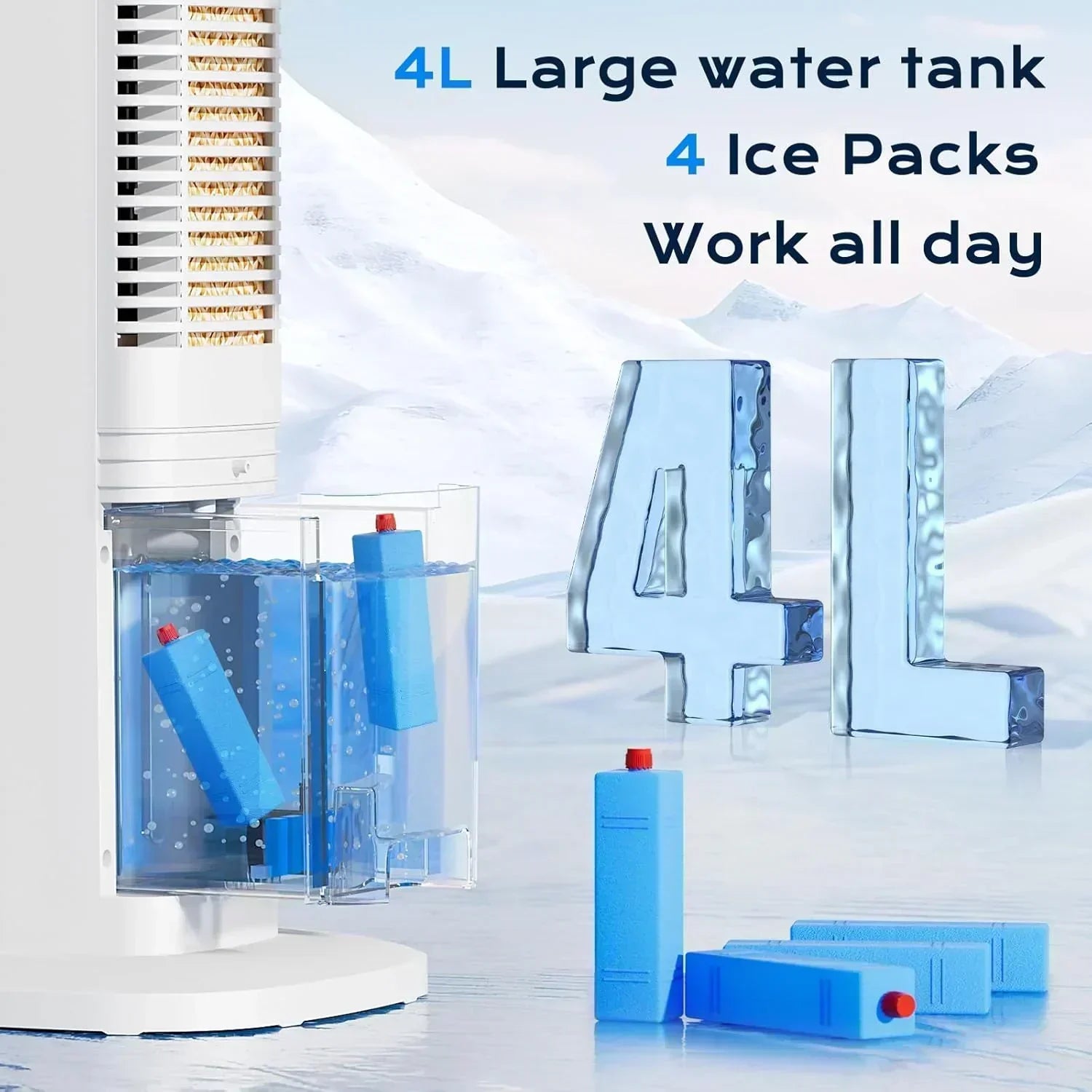 Evaporative Air Cooler 3-in-1 Portable Air Conditioners 4 Modes 3 Speeds Fast Cooling Portable