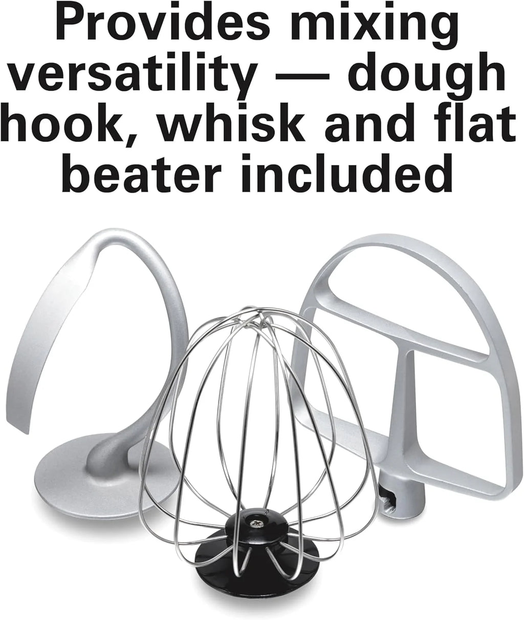 Hamilton Beach Electric Stand Mixer, 4 Quarts, Dough Hook, Flat Beater Attachments, Splash Guard 7 Speeds with Whisk, Black