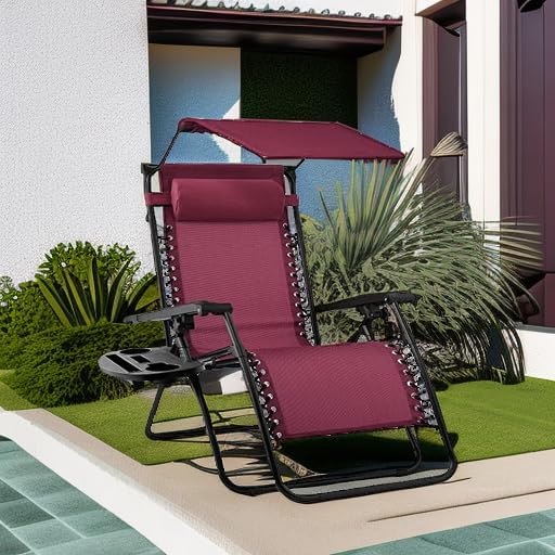 Best Choice Products Folding Zero Gravity Outdoor Recliner Patio Lounge Chair w/Adjustable Canopy Shade, Headrest, Side Accessory Tray, Textilene Mesh - Peacock Blue