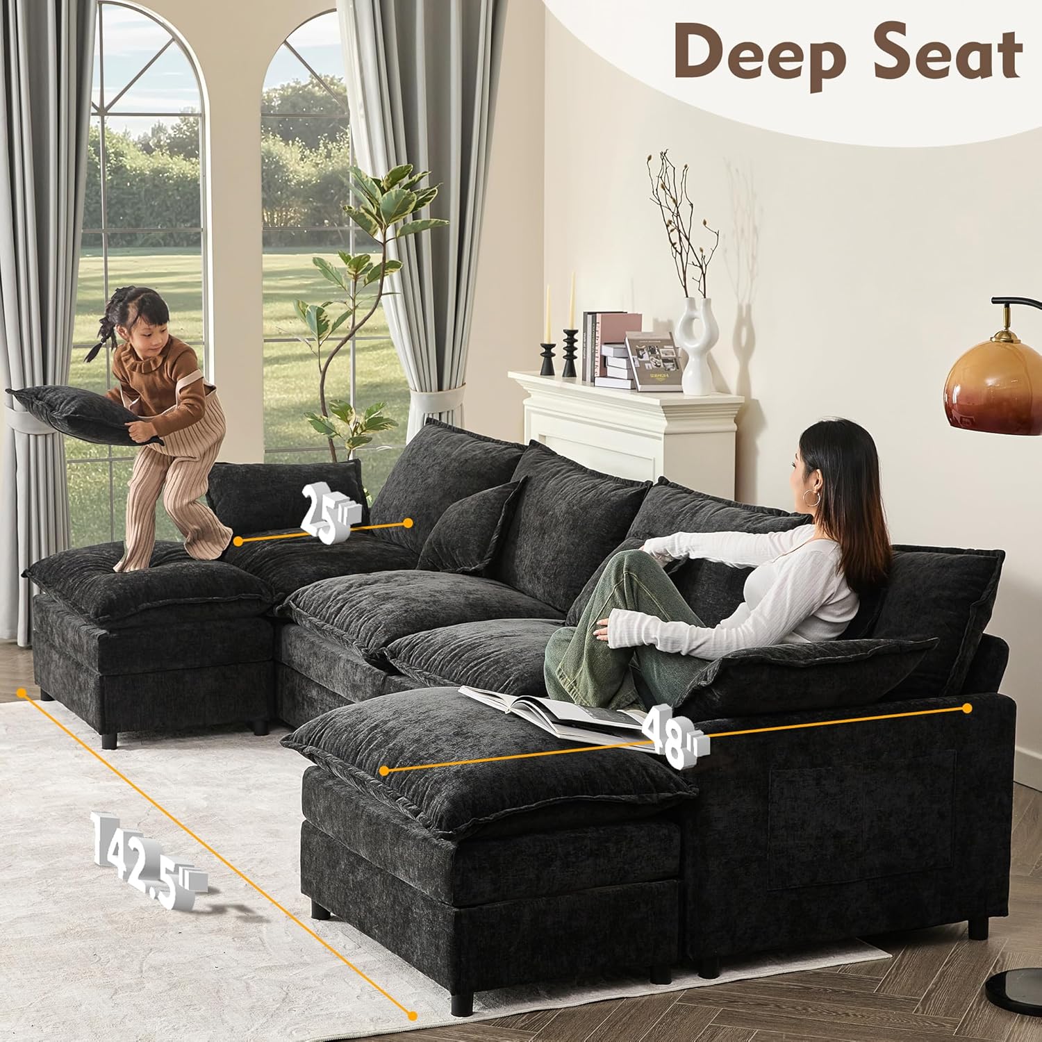 108 U-shaped sofa modular sofa three-seater comfortable cloud sofa