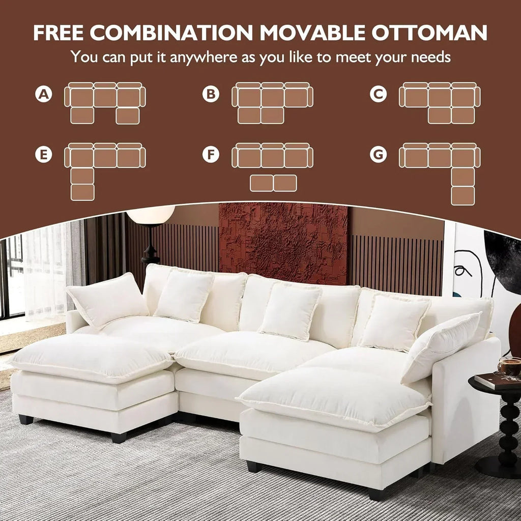 ihanherry 146-inch U-shaped modern sofa modular area cloud sofa