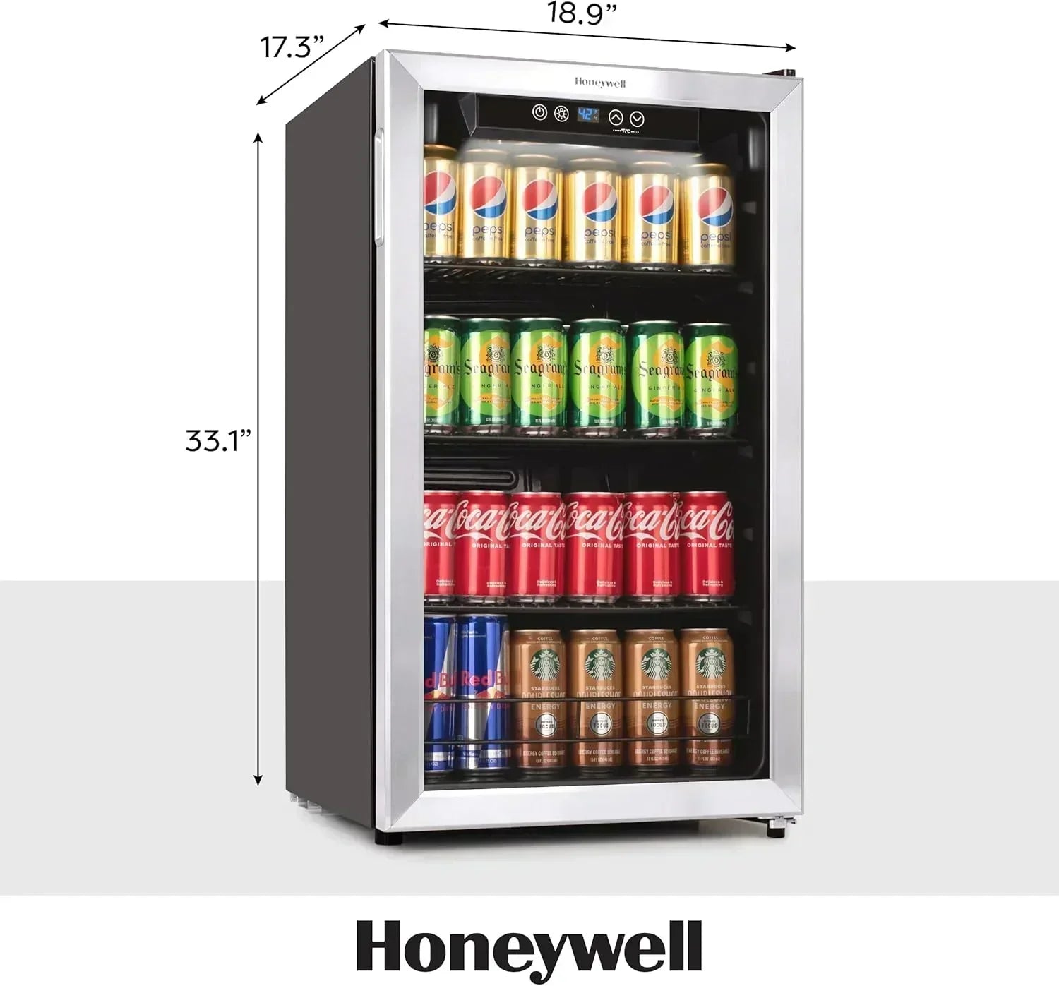 Beverage Refrigerator and Cooler 115 Can Mini Fridge with Glass Door for Soda Beer or Wine