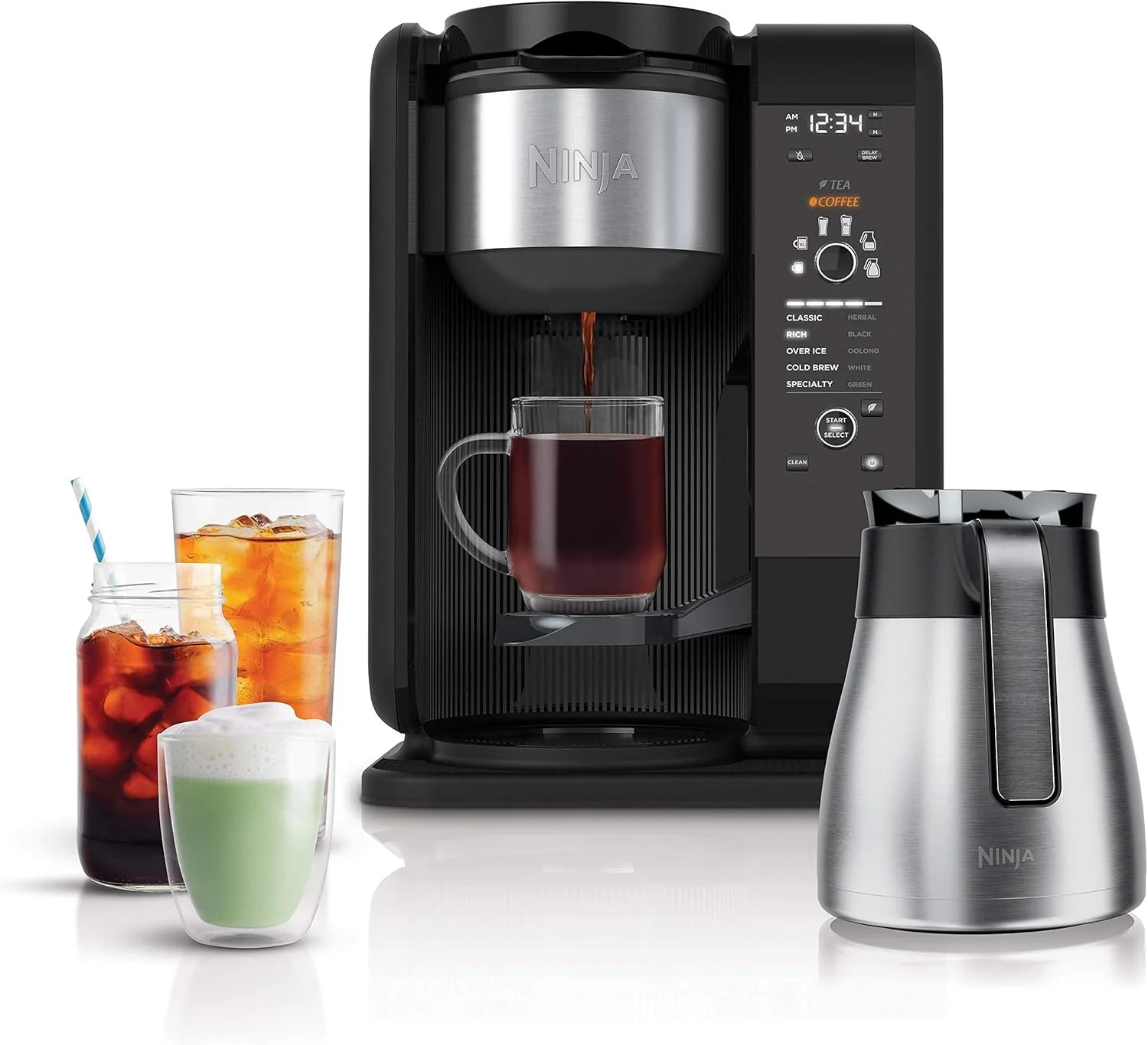 Ninja Hot and Cold Brewing System, Tea and Coffee Maker with Auto-iQ, 50 oz Thermos, and Frother