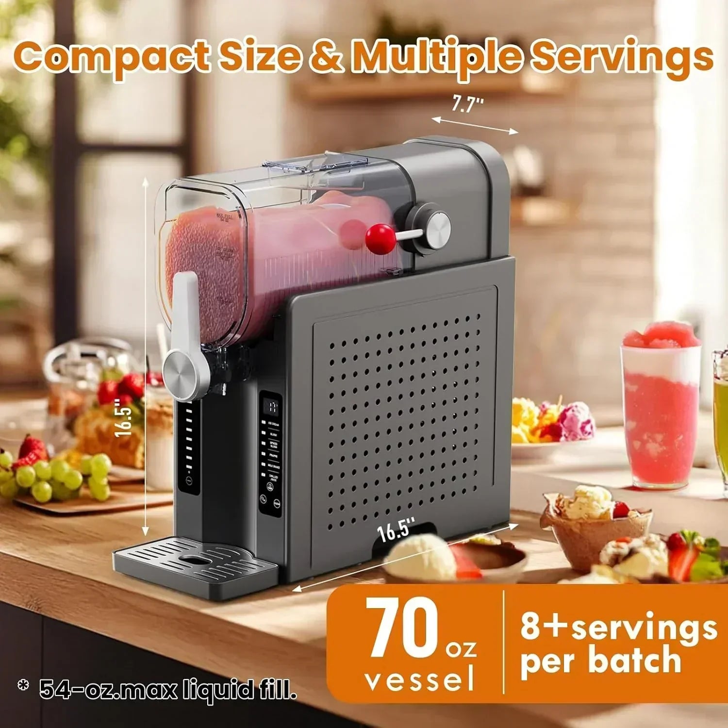 Slushie Machine Professional Frozen Drink Maker No Ice Needed Slushie Machine with LED Display