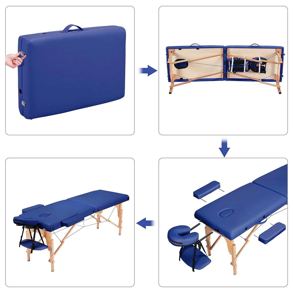 Yaheetech Massage Table Portable Lash Beds Spa Bed Massage Couch Foldable Spa Tables Adjustable 2 Fold with Non-Woven Bag 24 inch, Black