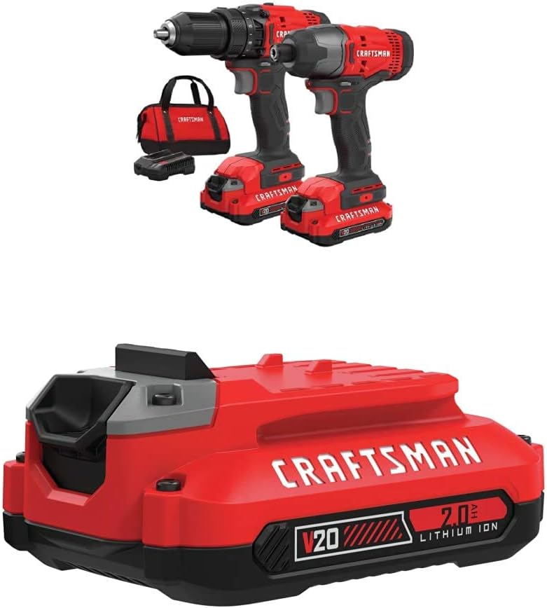 V20 MAX Cordless Drill and Impact Driver, Power Tool Combo Kit with 2 Batteries and Charger (CMCK200C2AM)