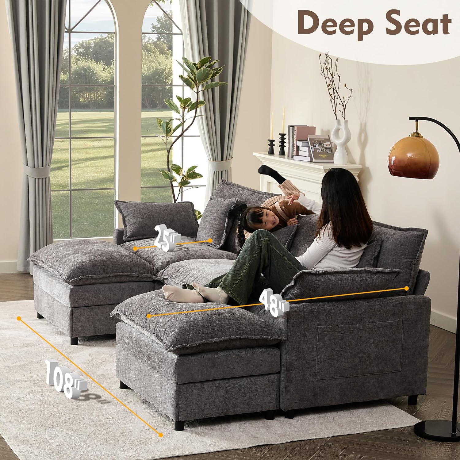 108 U-shaped sofa modular sofa three-seater comfortable cloud sofa