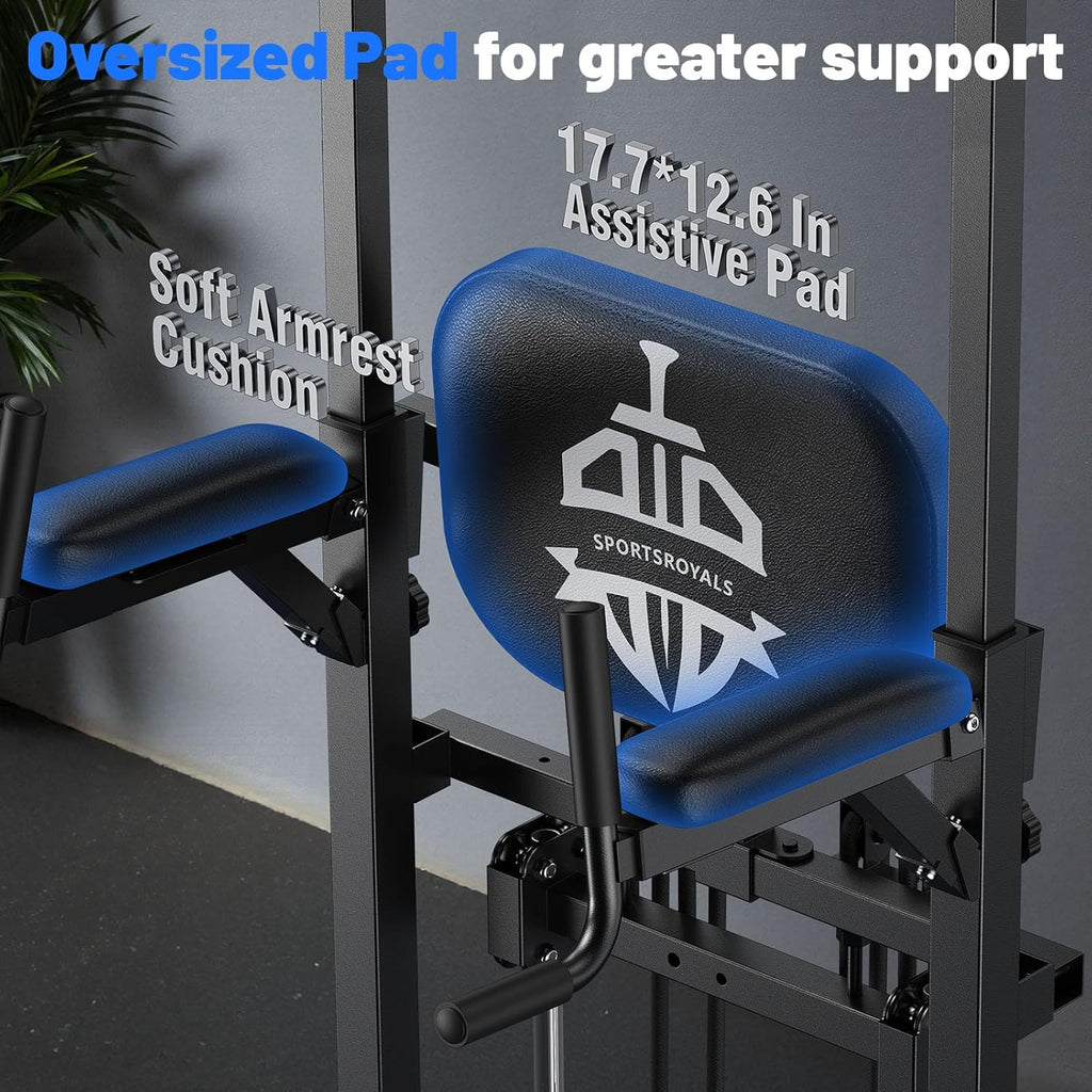 Sportsroyals Power Tower Pulp Up Bar Station, 450 lbs stable suspended immersion tilt station