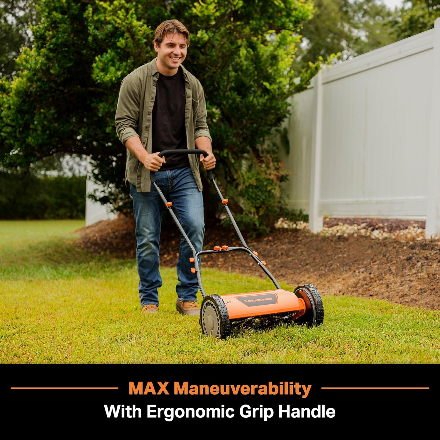 LawnMaster LMRM1801 Push Reel Lawn Mower 18-Inch 5-Blade