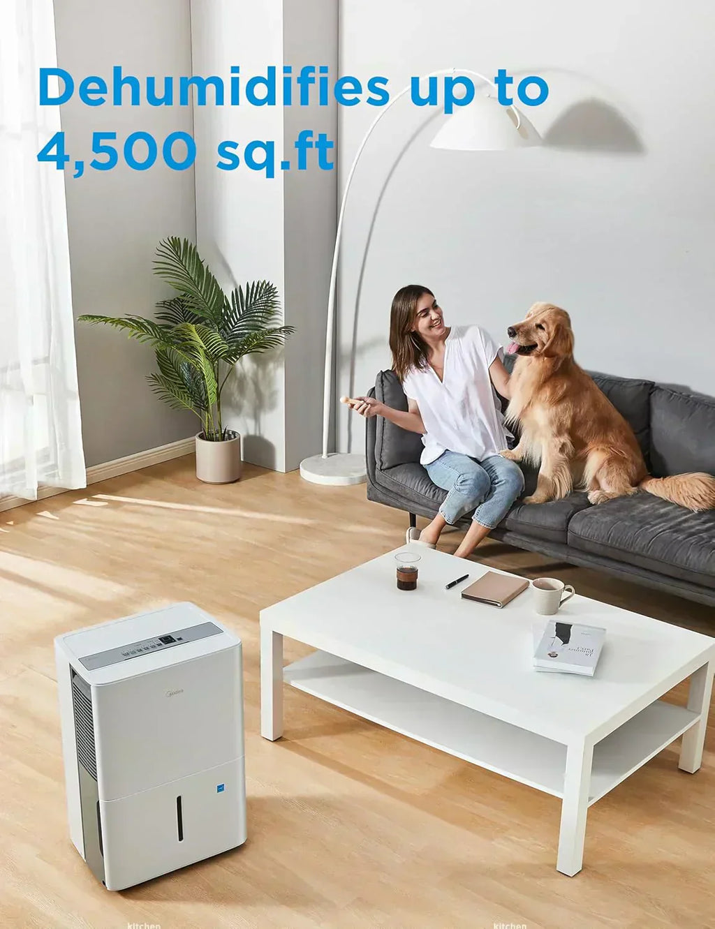 Midea 4,500 Sq. Ft. Dehumidifier Pump Included Energy Star Certified 50 Pint Ideal For Basements