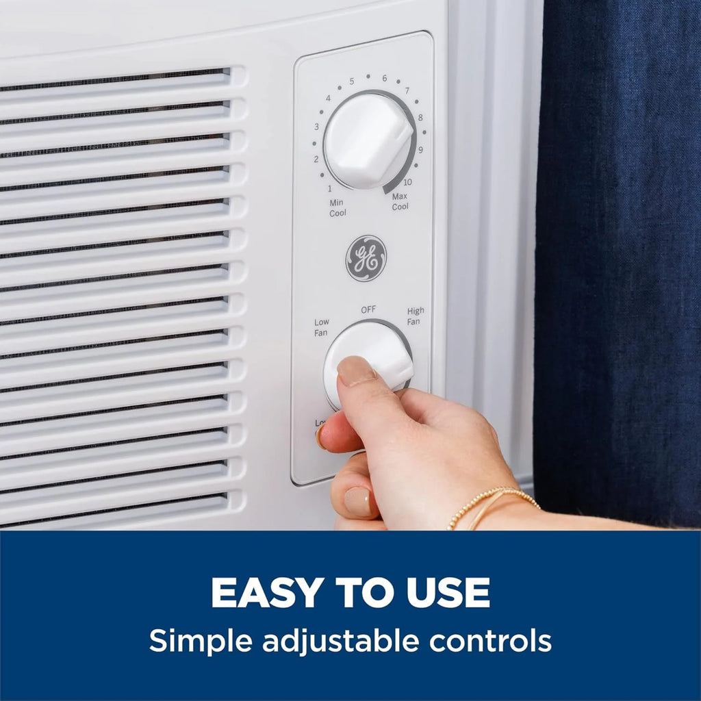 GE Window Air Conditioner Unit, 6,000 BTU for Small Rooms up to 250 sq ft. with Adjustable Fan and Cooling Settings, Perfect for Small Bedroom or Living Room, Easy Install Kit Included, White
