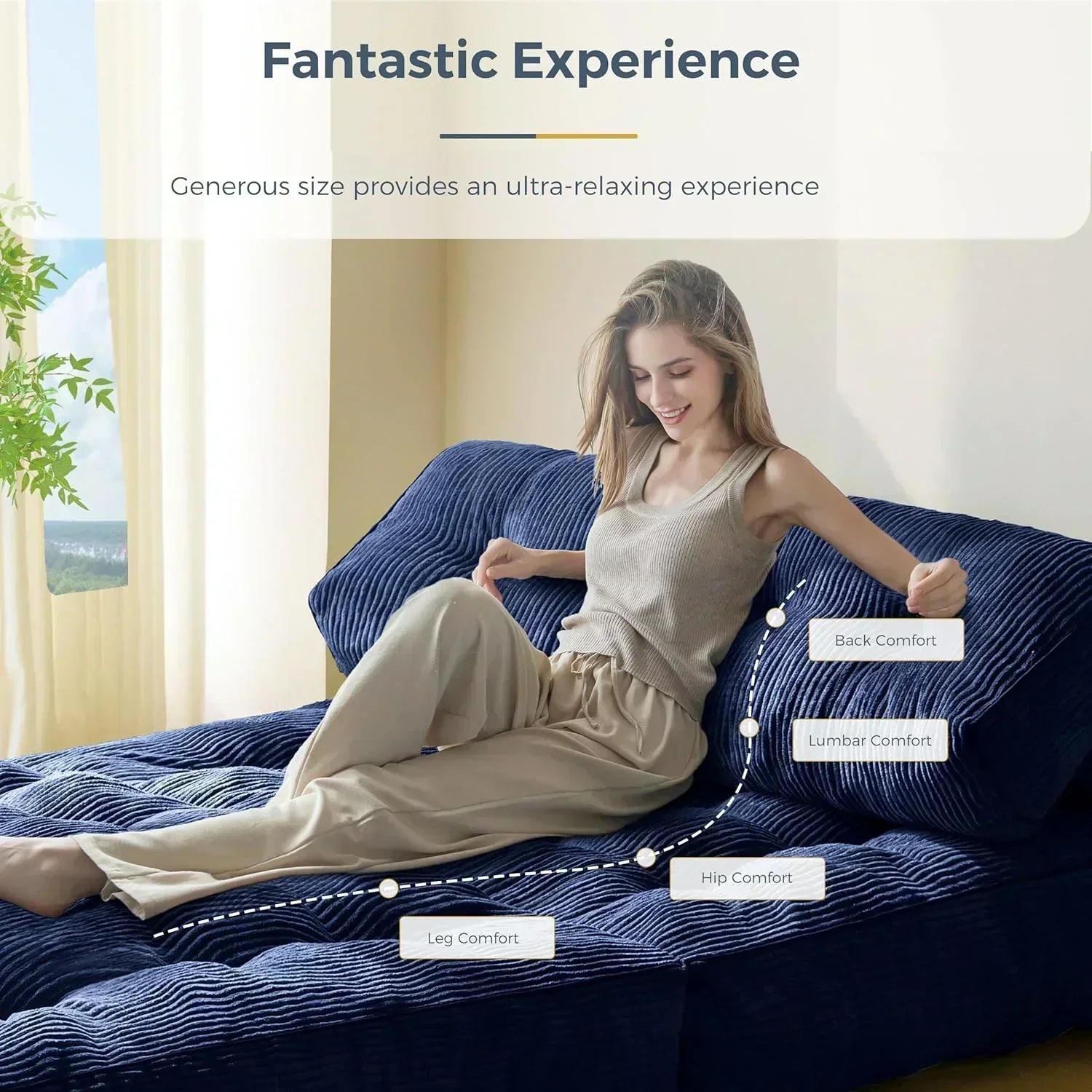 MAXYOYO Folding Sofa Bed Convertible Sleeper Chair with Pillow Foldable Mattress with Back Support