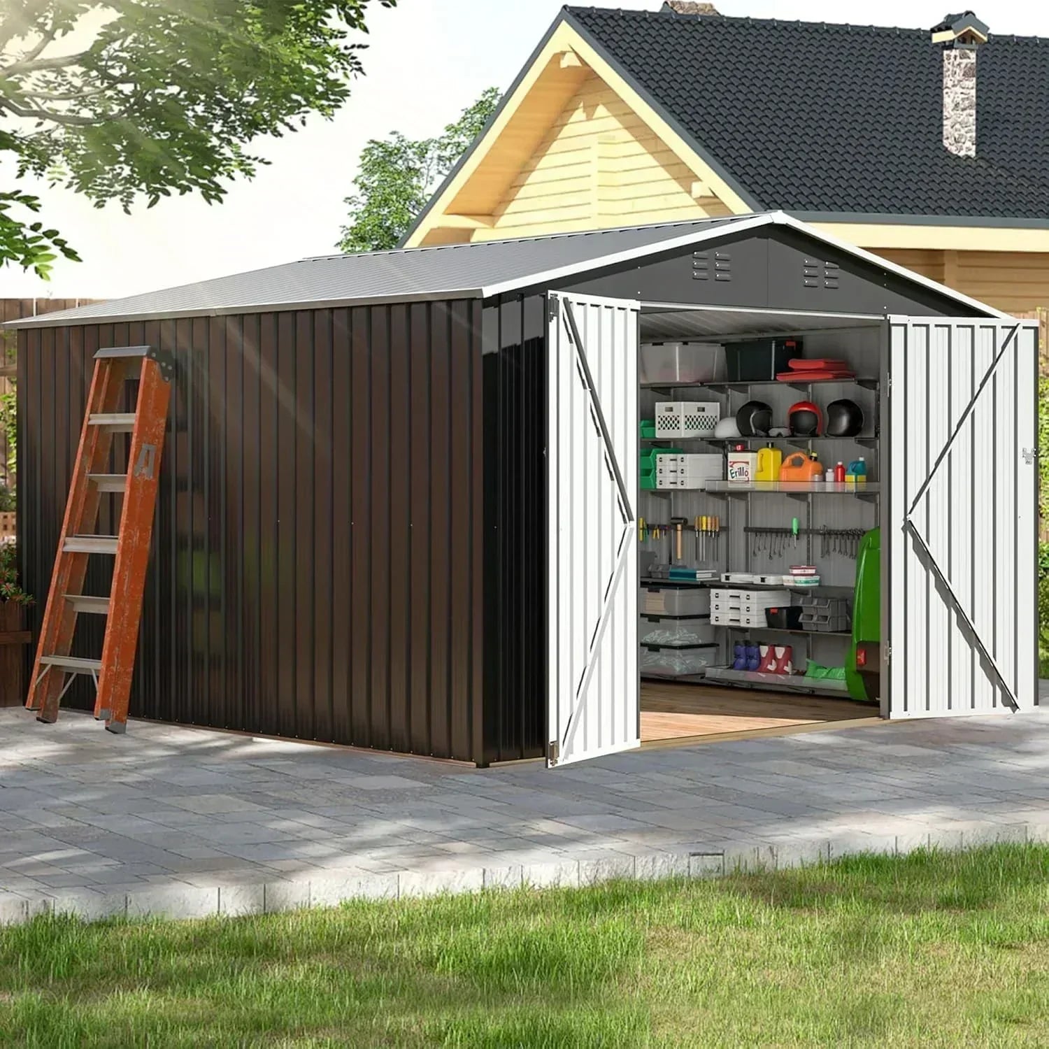 polar aurora 8x12 ft outdoor storage shed metal garden shed frame structure tool sheds