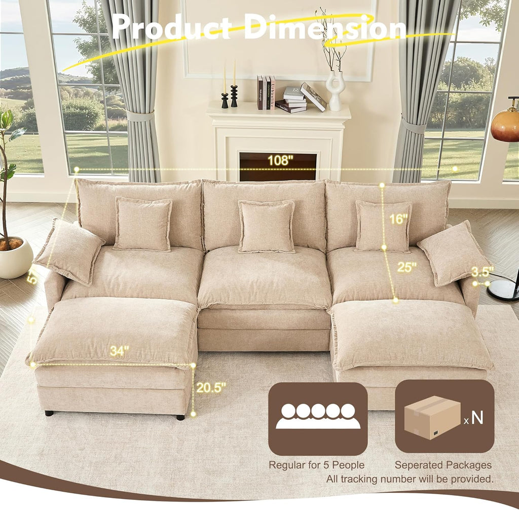 108 U-shaped sofa modular sofa three-seater comfortable cloud sofa