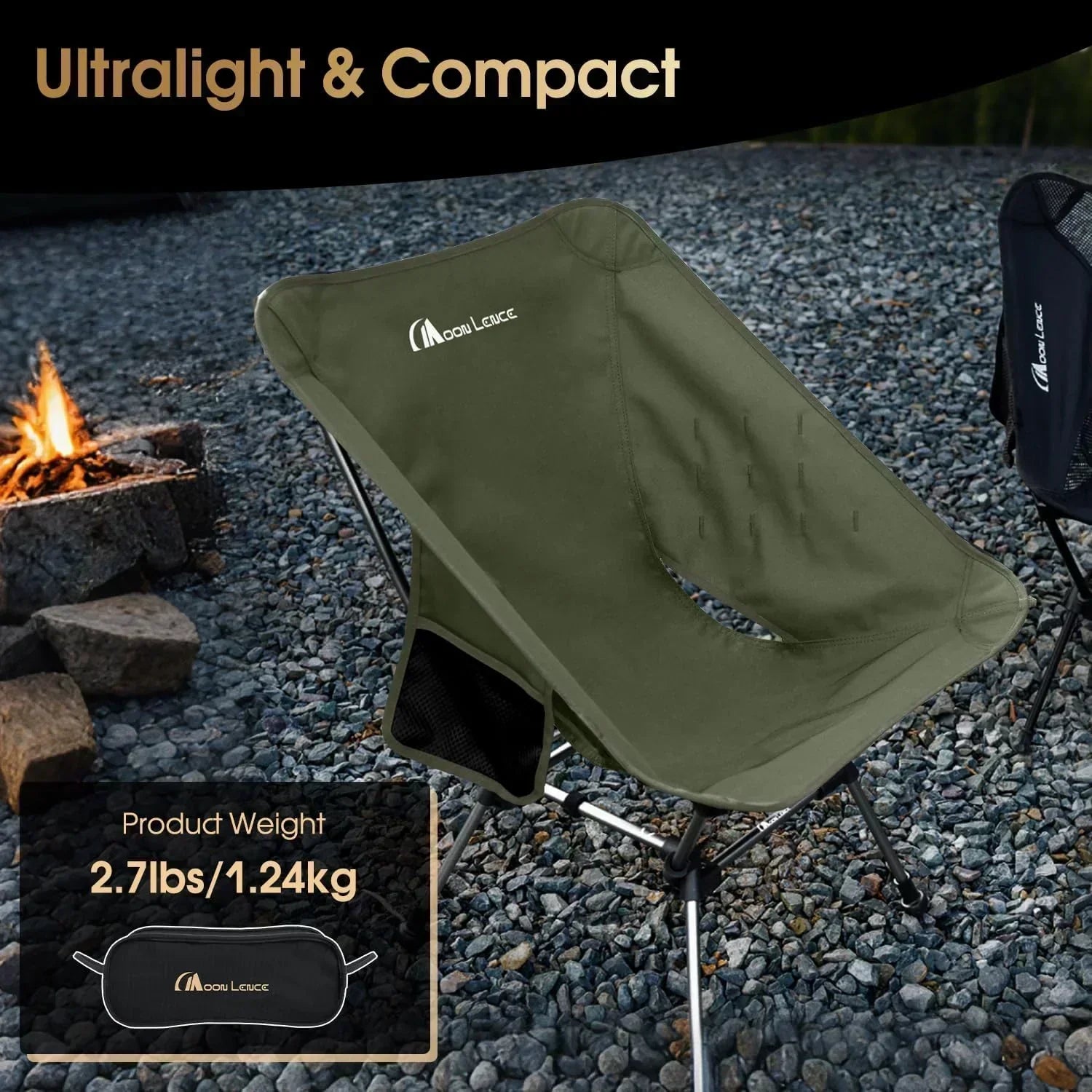 Portable Camping Chair Plus Folding Chair for Backpacking and Hiking