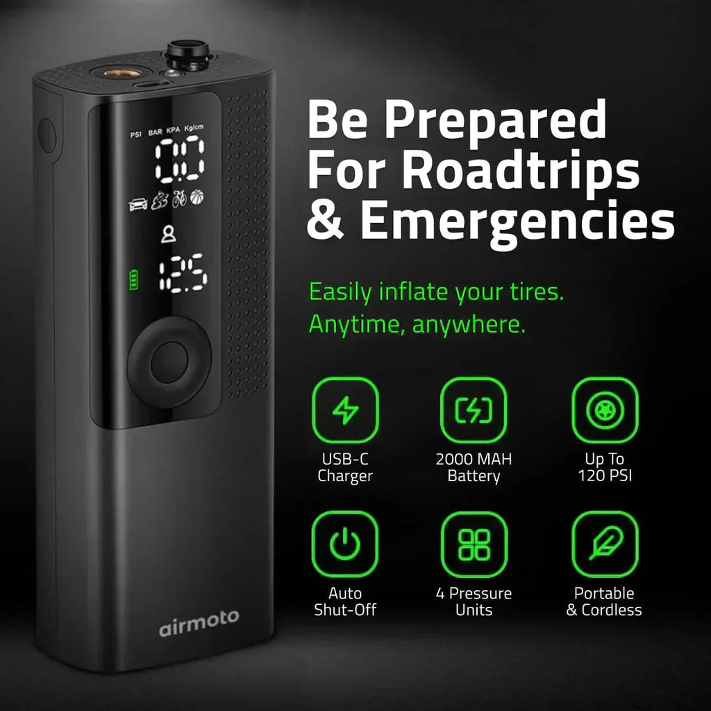 Airmoto Tire Inflator Portable Air Compressor Car Tire Air Pump with Digital Pressure Gauge
