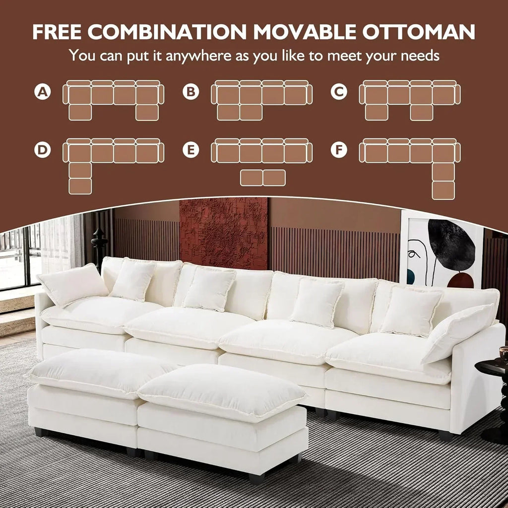 ihanherry 146-inch U-shaped modern sofa modular area cloud sofa