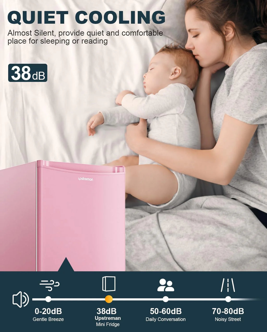 Upstreman 3.2 Cu.Ft Mini Fridge with Freezer, Single Door Mini Fridge, Dorm Fridge, Adjustable Thermostat, Mini Refrigerator