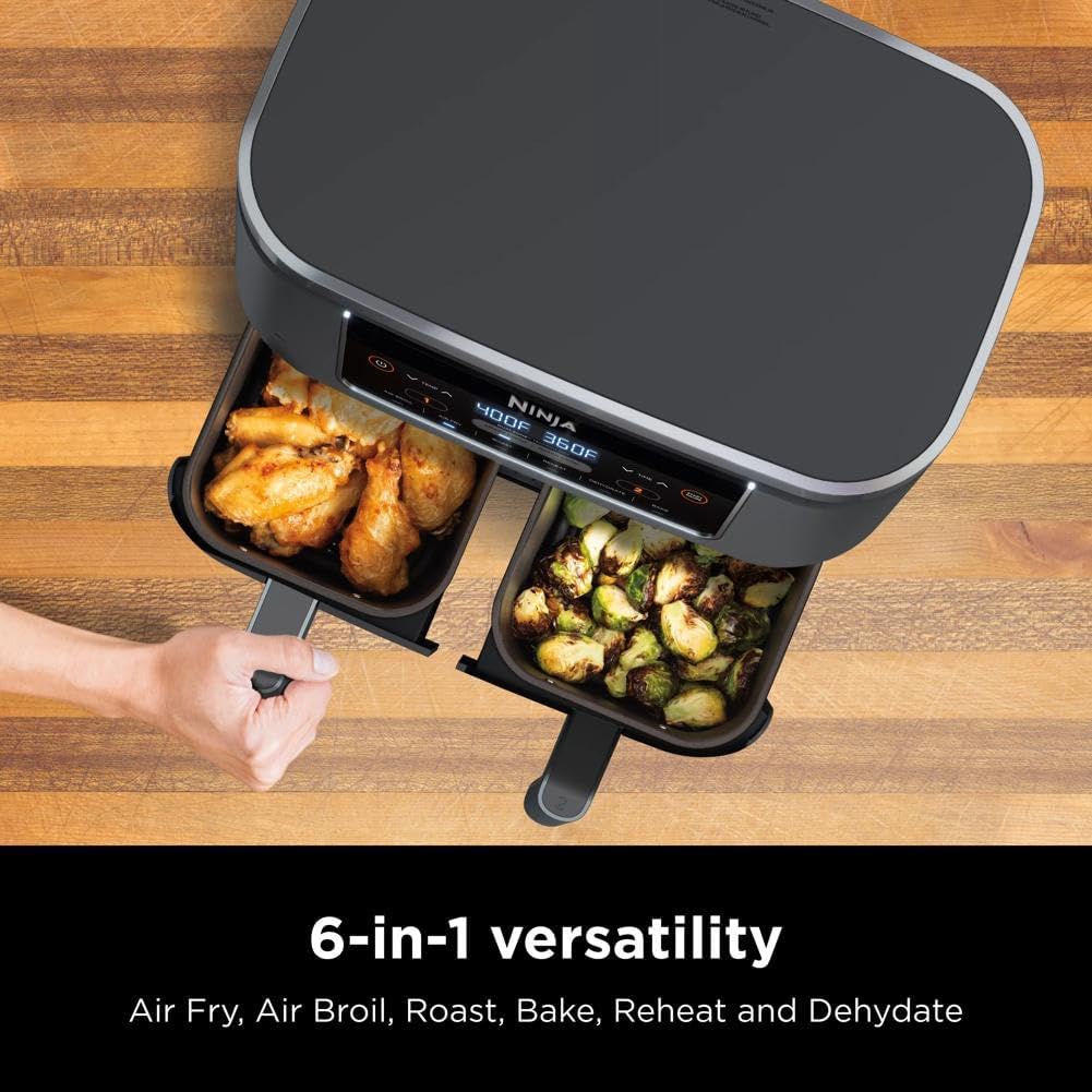 Ninja Foodi 6-in-1 FlexBasket Air Fryer with 7-Quart MegaZone and Basket Divider