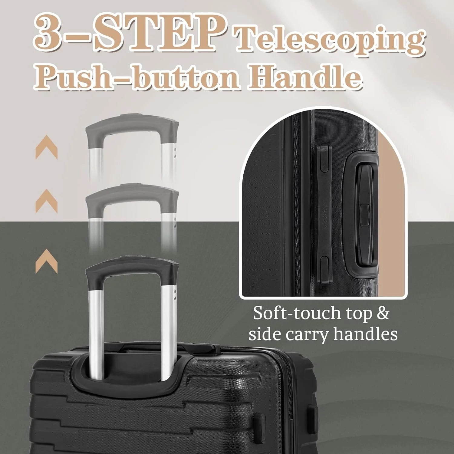 5-piece luggage set with wheels, ABS hardshell suitcase with spinner wheels