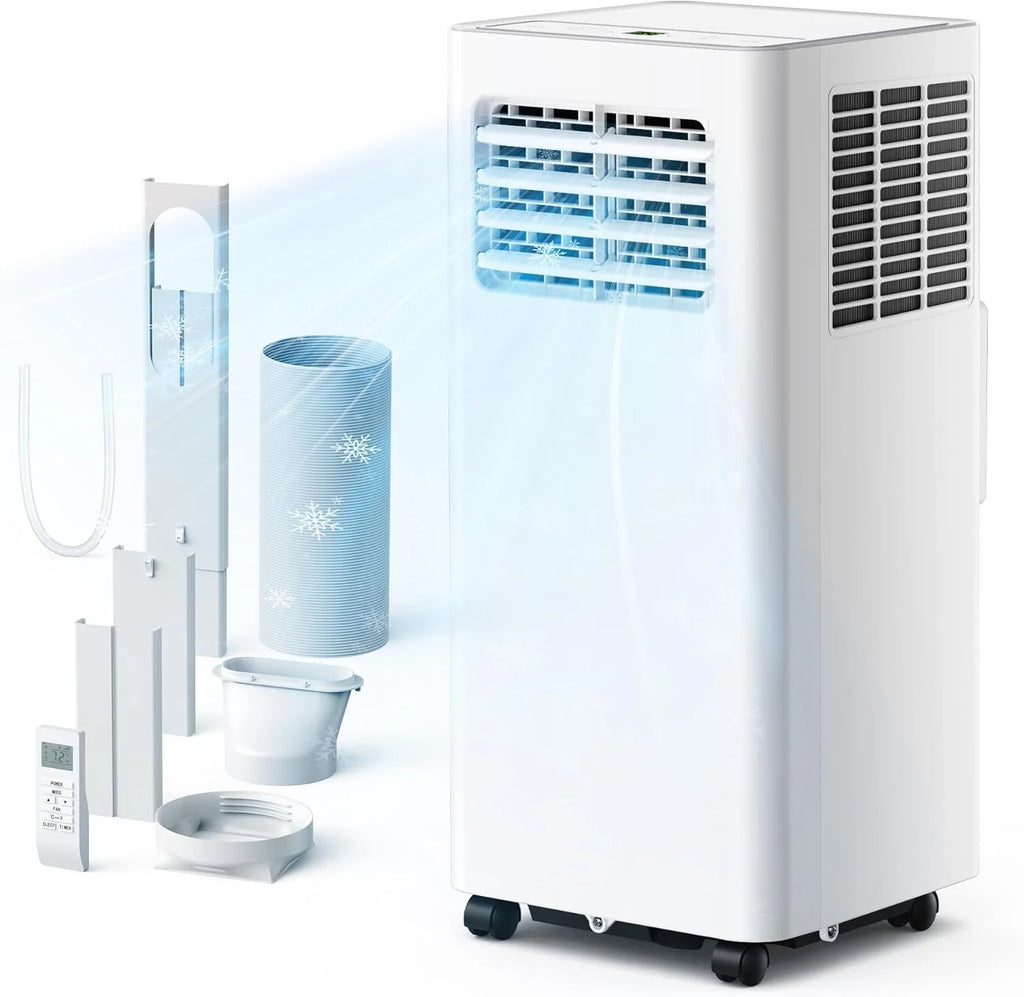 EUHOMY Portable Air Conditioners 10,000 BTU, 4-in-1 Air Conditioner Portable Up to 450 Sq.Ft. with Cool, Fan, Dehumidifier, Sleep, Portable AC Unit with LED Remote & 24H Timer, Installation Kits